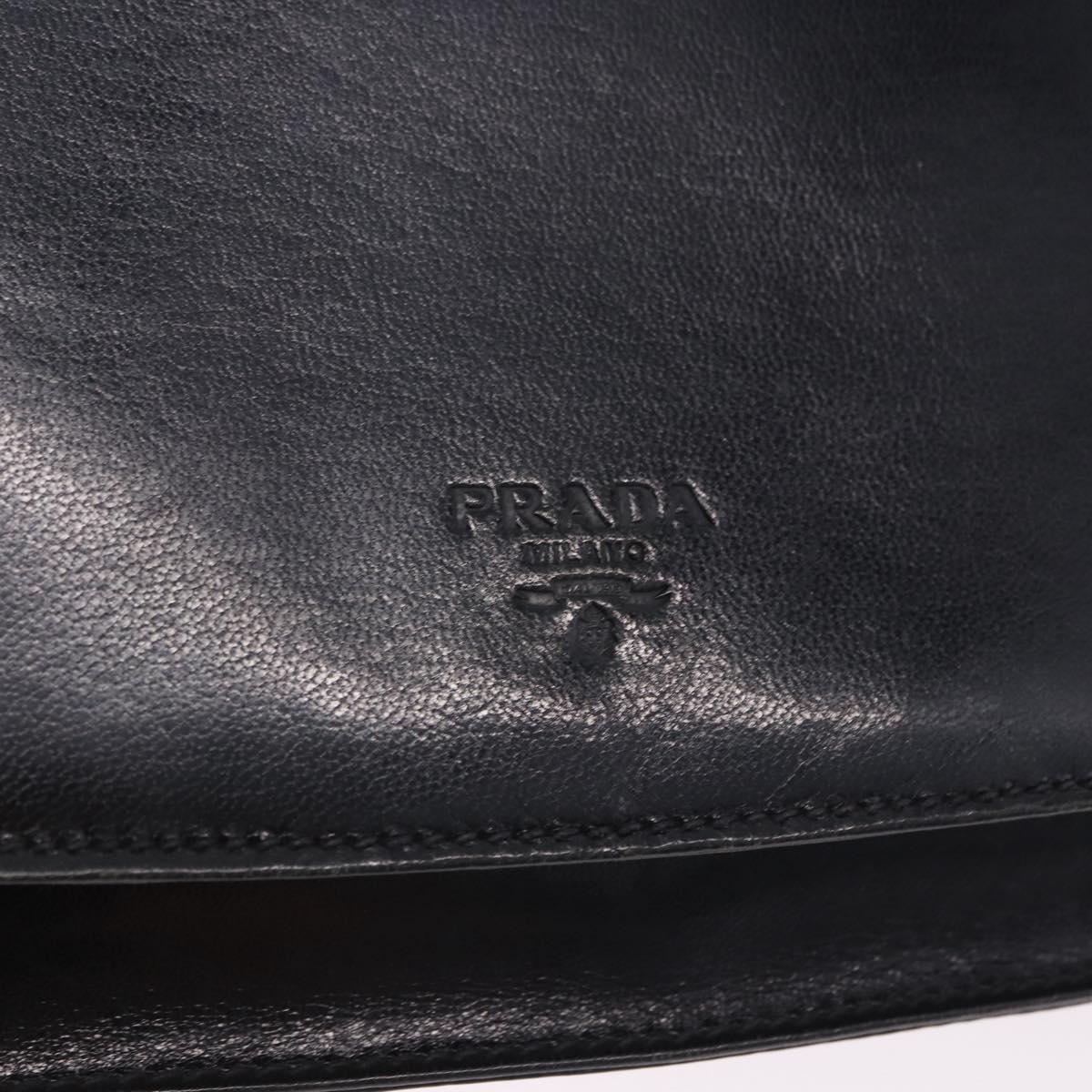 PRADA Chain Shoulder Bag Leather Black Auth 198267V