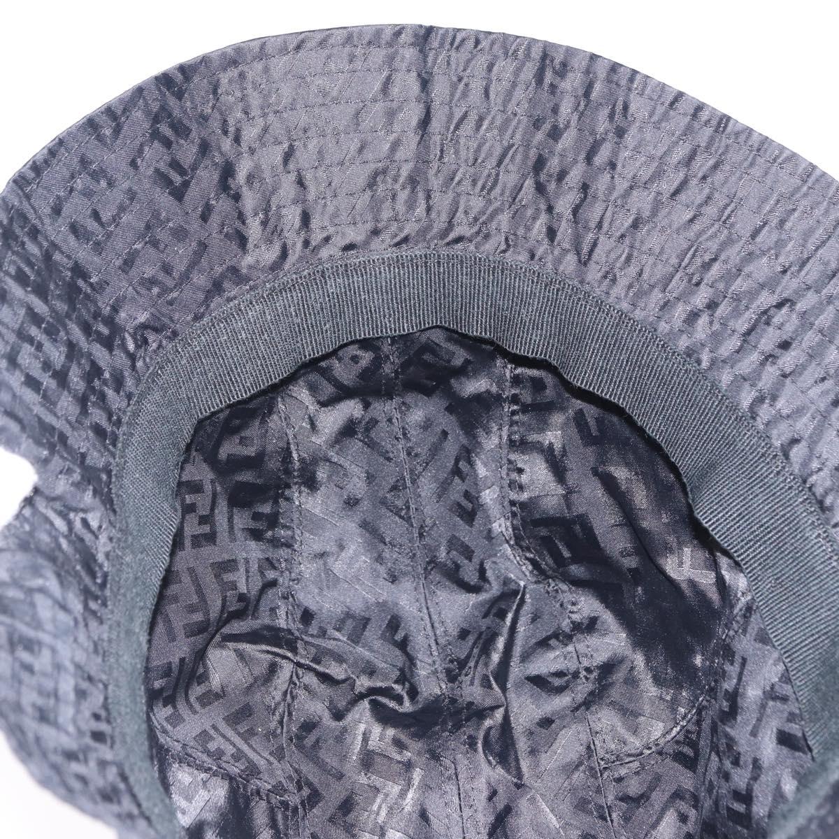 FENDI Zucca Canvas Hat Nylon M Black Auth 198272V