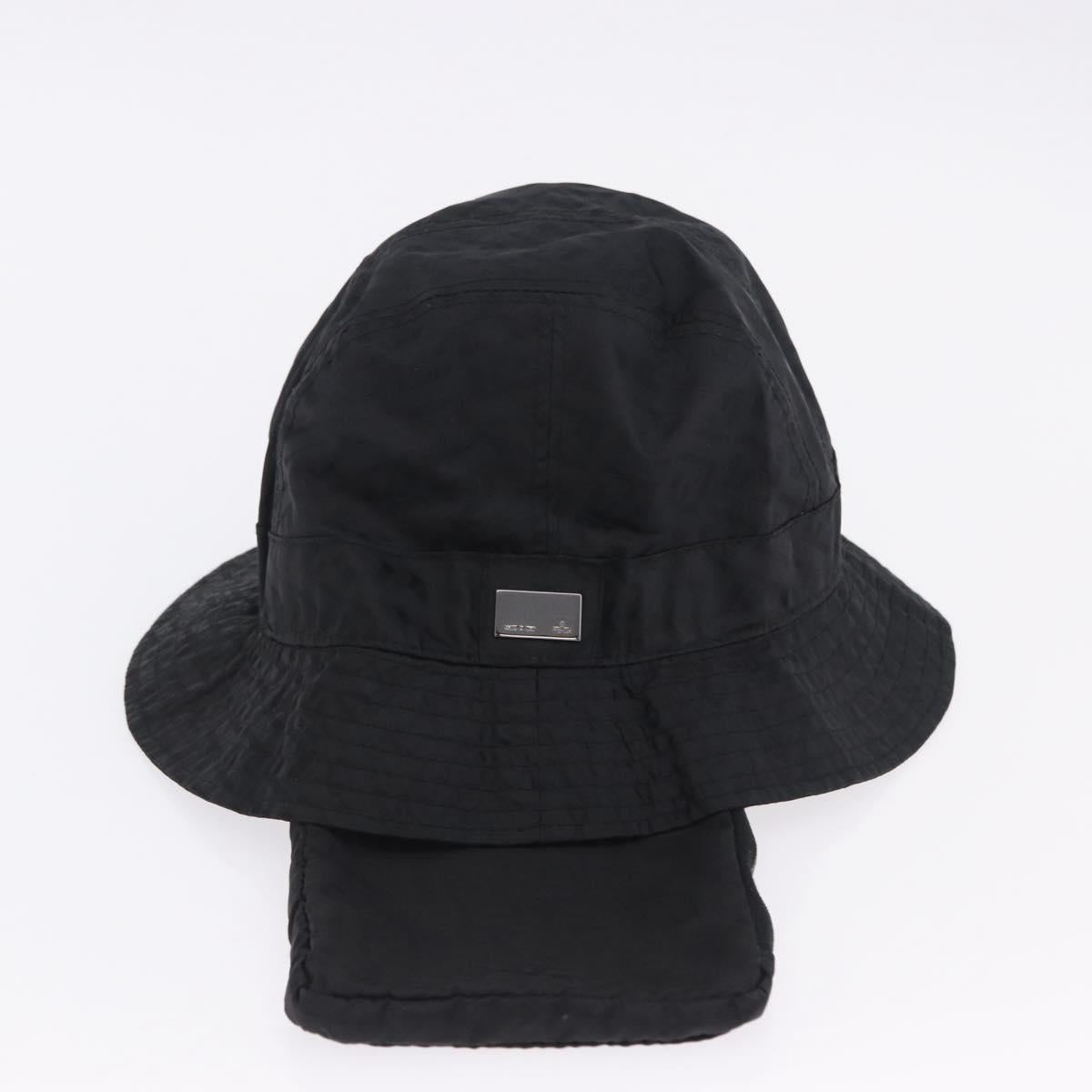 FENDI Zucca Canvas Hat Nylon M Black Auth 198272V