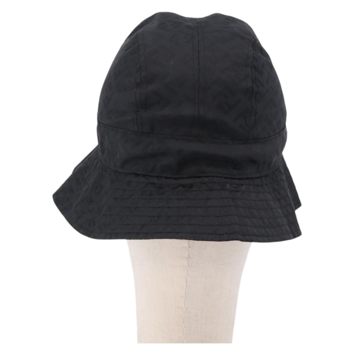 FENDI Zucca Canvas Hat Nylon M Black Auth 198272V