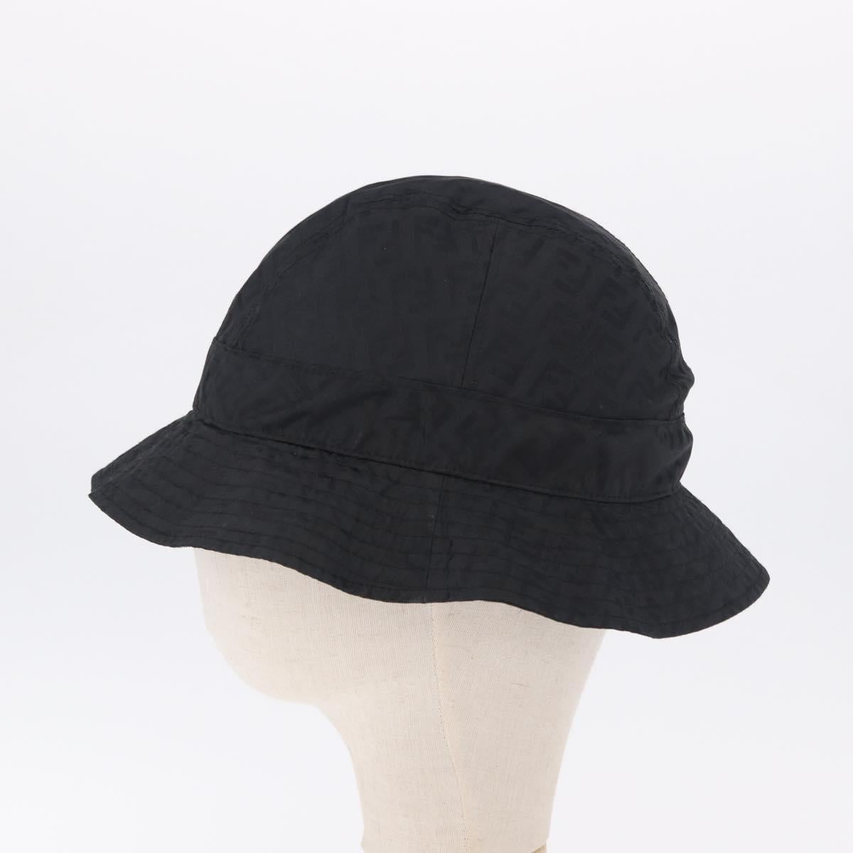 FENDI Zucca Canvas Hat Nylon M Black Auth 198272V