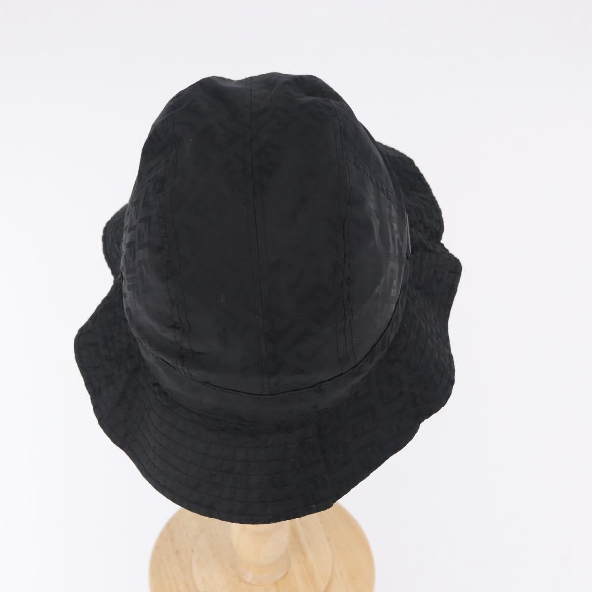 FENDI Zucca Canvas Hat Nylon M Black Auth 198272V