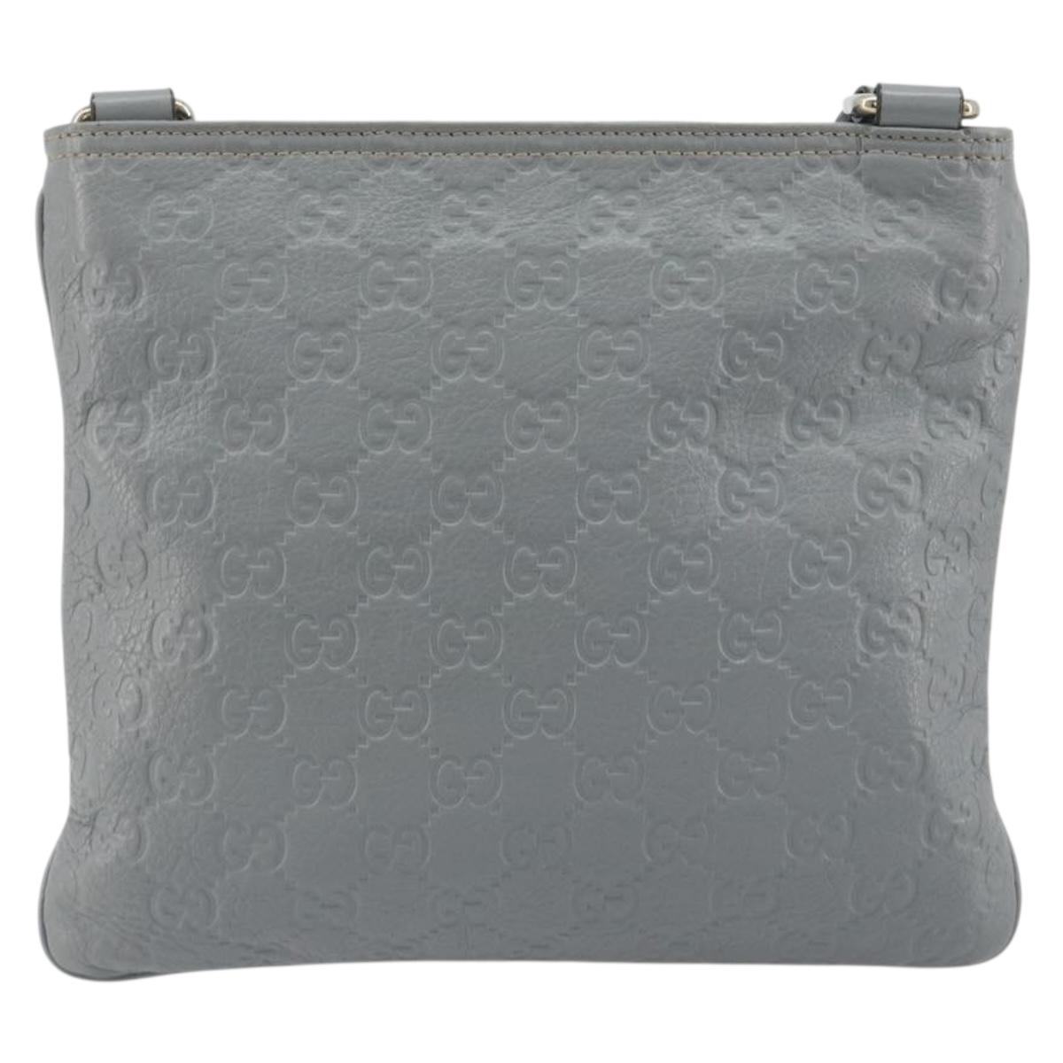 GUCCI Guccissima GG Canvas Shoulder Bag Leather Gray Gold 201538 Auth 198273A