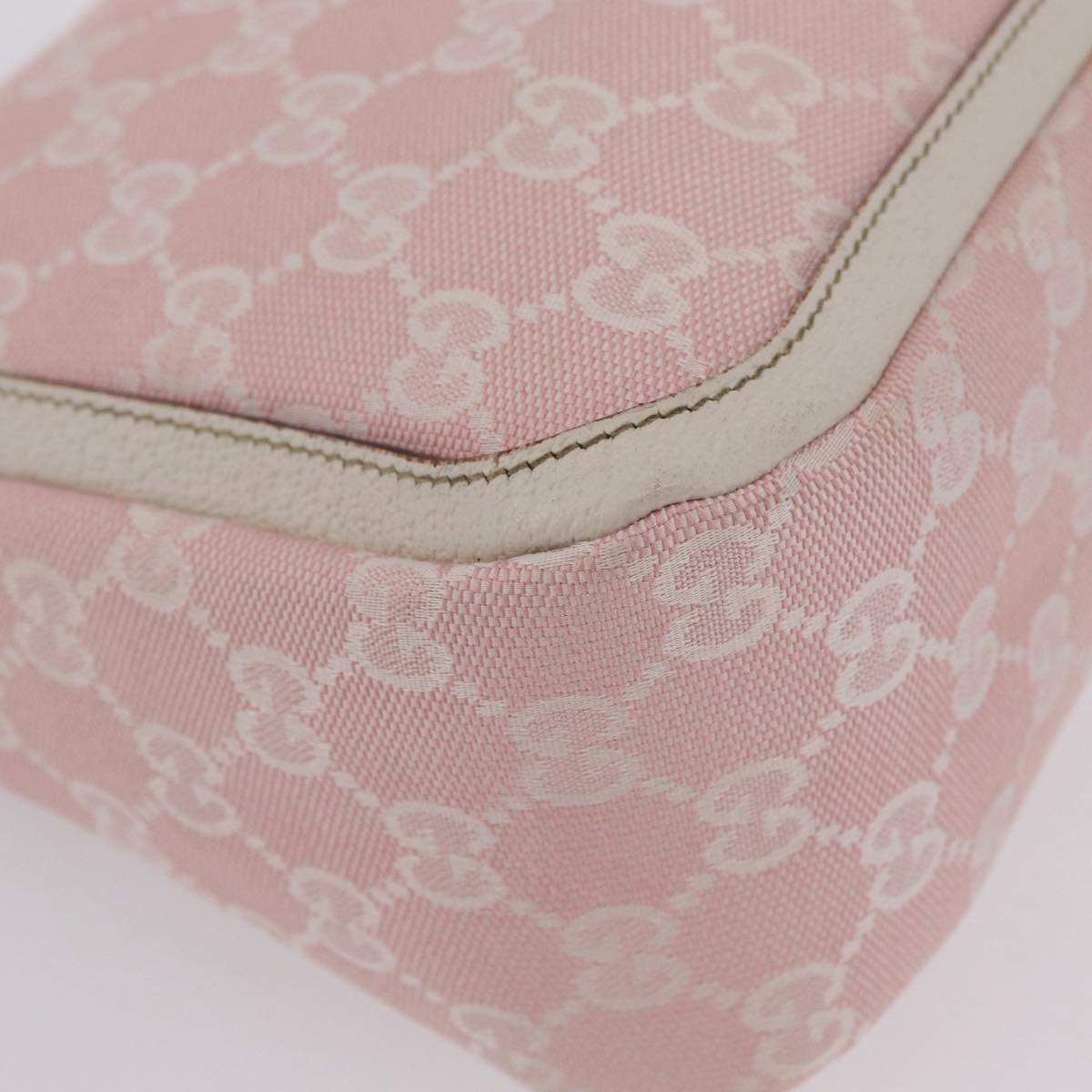 GUCCI GG Canvas Abbey Shoulder Bag Pink Gold Tone 146244 Auth 198274V