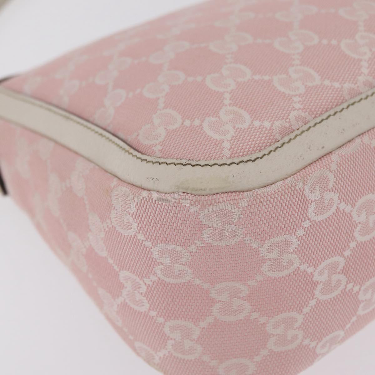 GUCCI GG Canvas Abbey Shoulder Bag Pink Gold Tone 146244 Auth 198274V