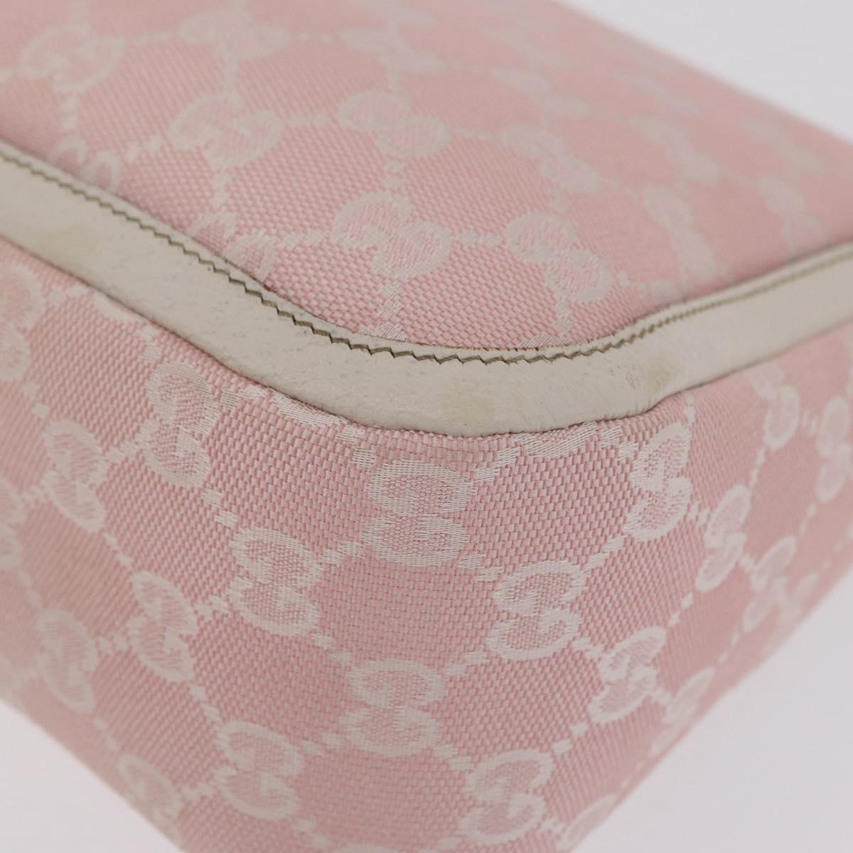 GUCCI GG Canvas Abbey Shoulder Bag Pink Gold Tone 146244 Auth 198274V