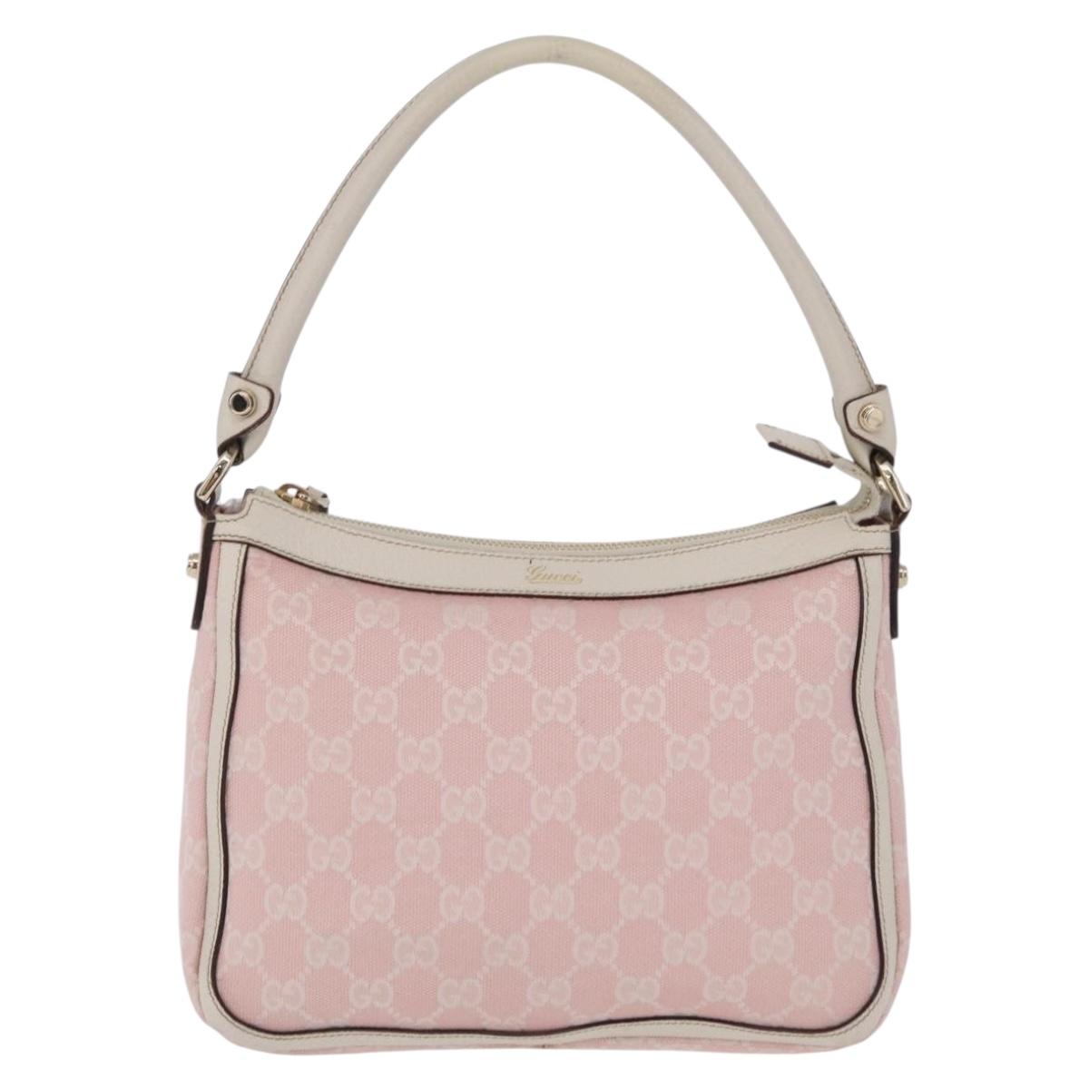 GUCCI GG Canvas Abbey Shoulder Bag Pink Gold Tone 146244 Auth 198274V