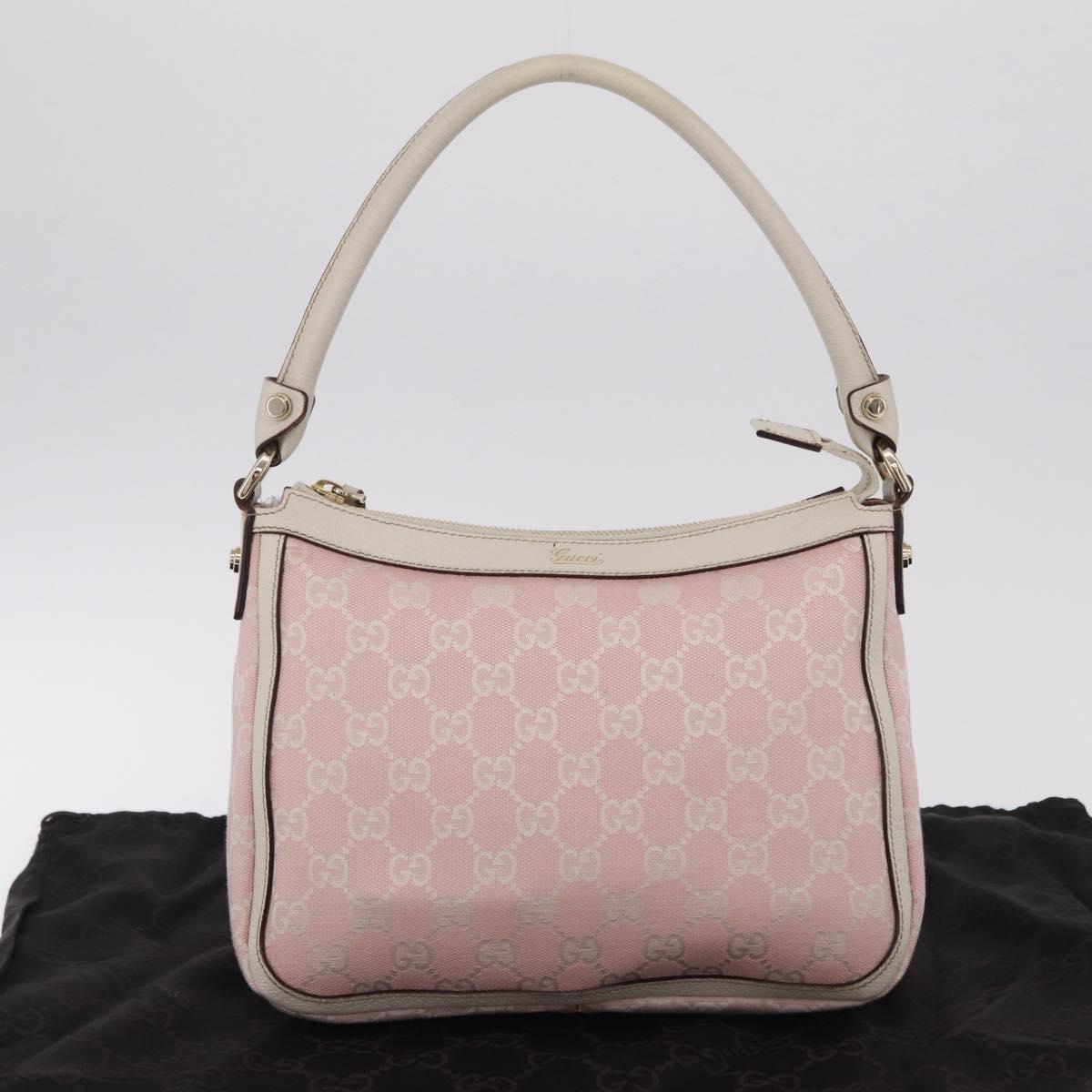 GUCCI GG Canvas Abbey Shoulder Bag Pink Gold Tone 146244 Auth 198274V