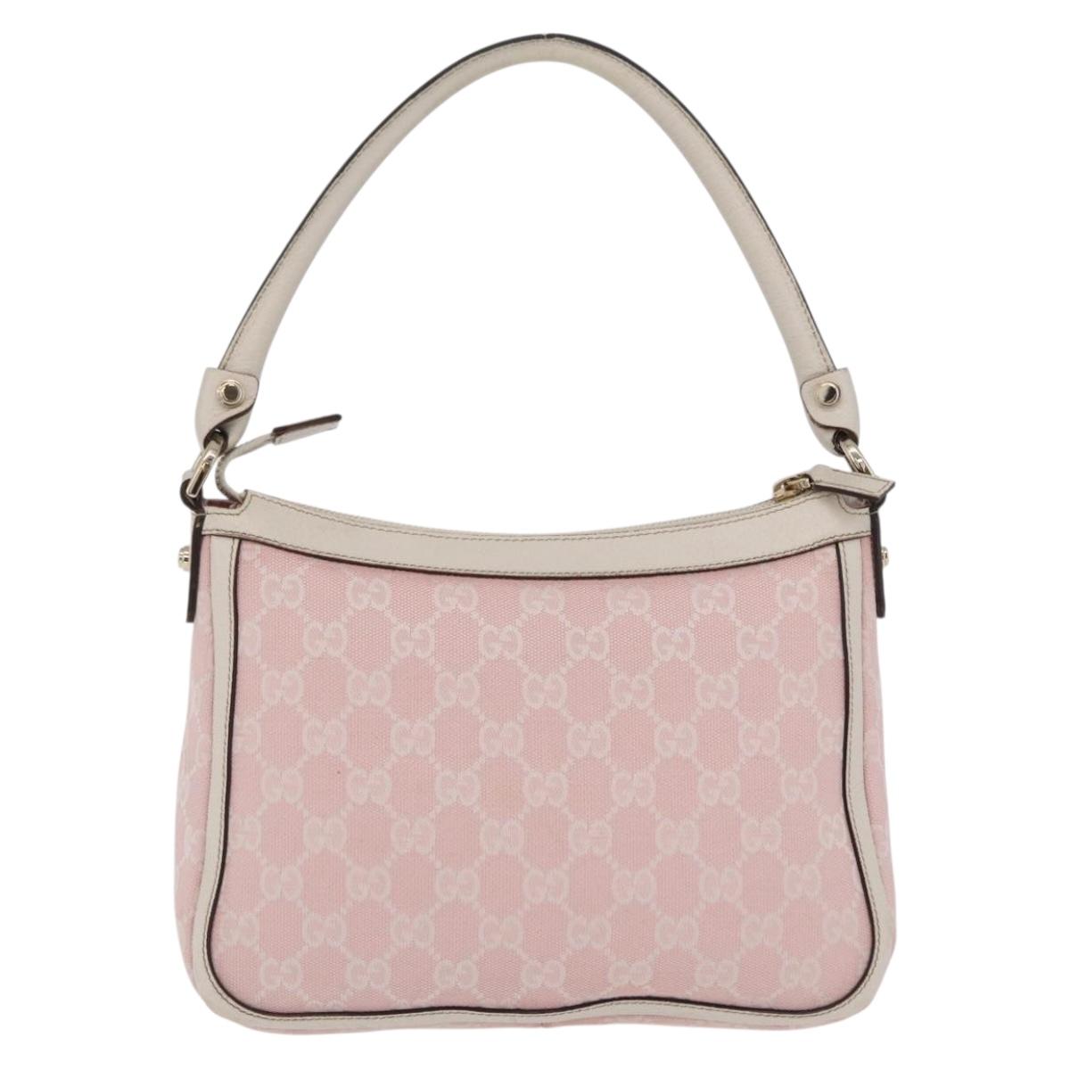GUCCI GG Canvas Abbey Shoulder Bag Pink Gold Tone 146244 Auth 198274V