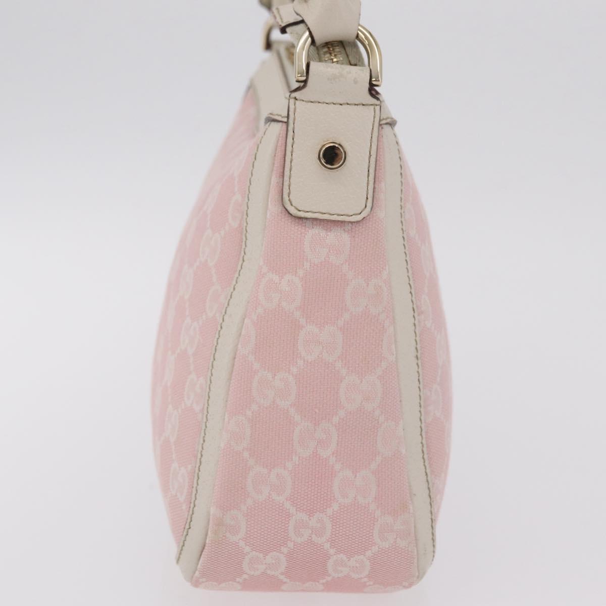 GUCCI GG Canvas Abbey Shoulder Bag Pink Gold Tone 146244 Auth 198274V