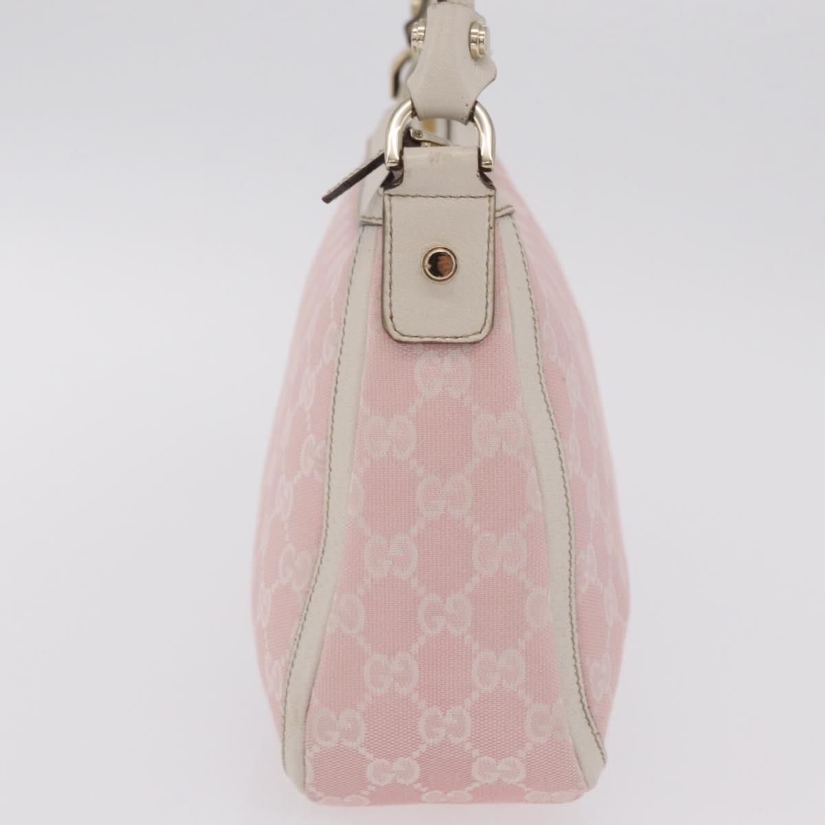 GUCCI GG Canvas Abbey Shoulder Bag Pink Gold Tone 146244 Auth 198274V