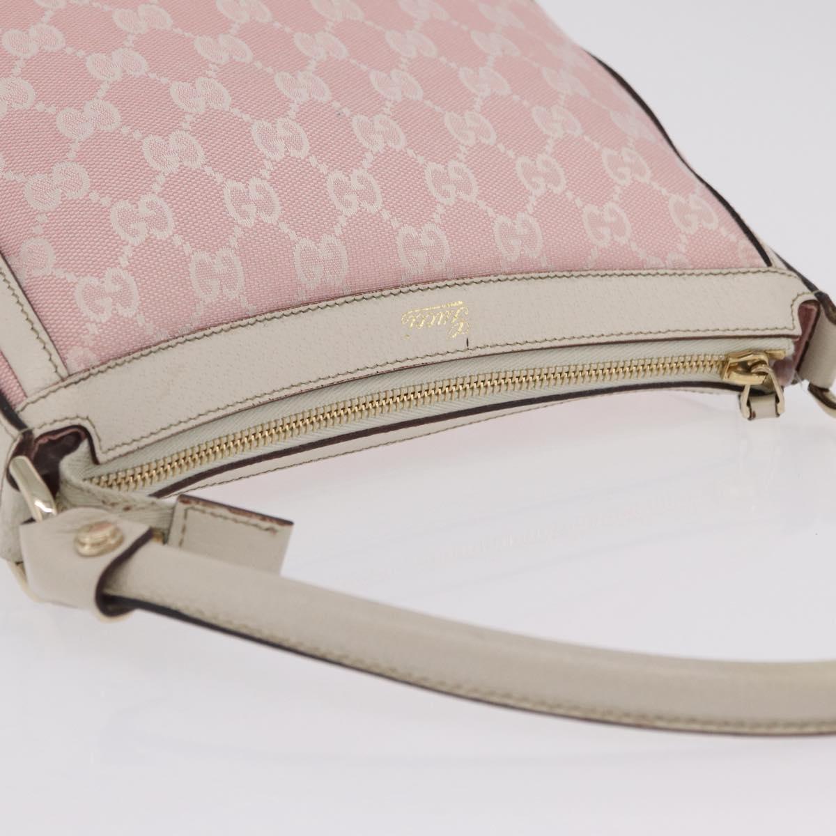 GUCCI GG Canvas Abbey Shoulder Bag Pink Gold Tone 146244 Auth 198274V