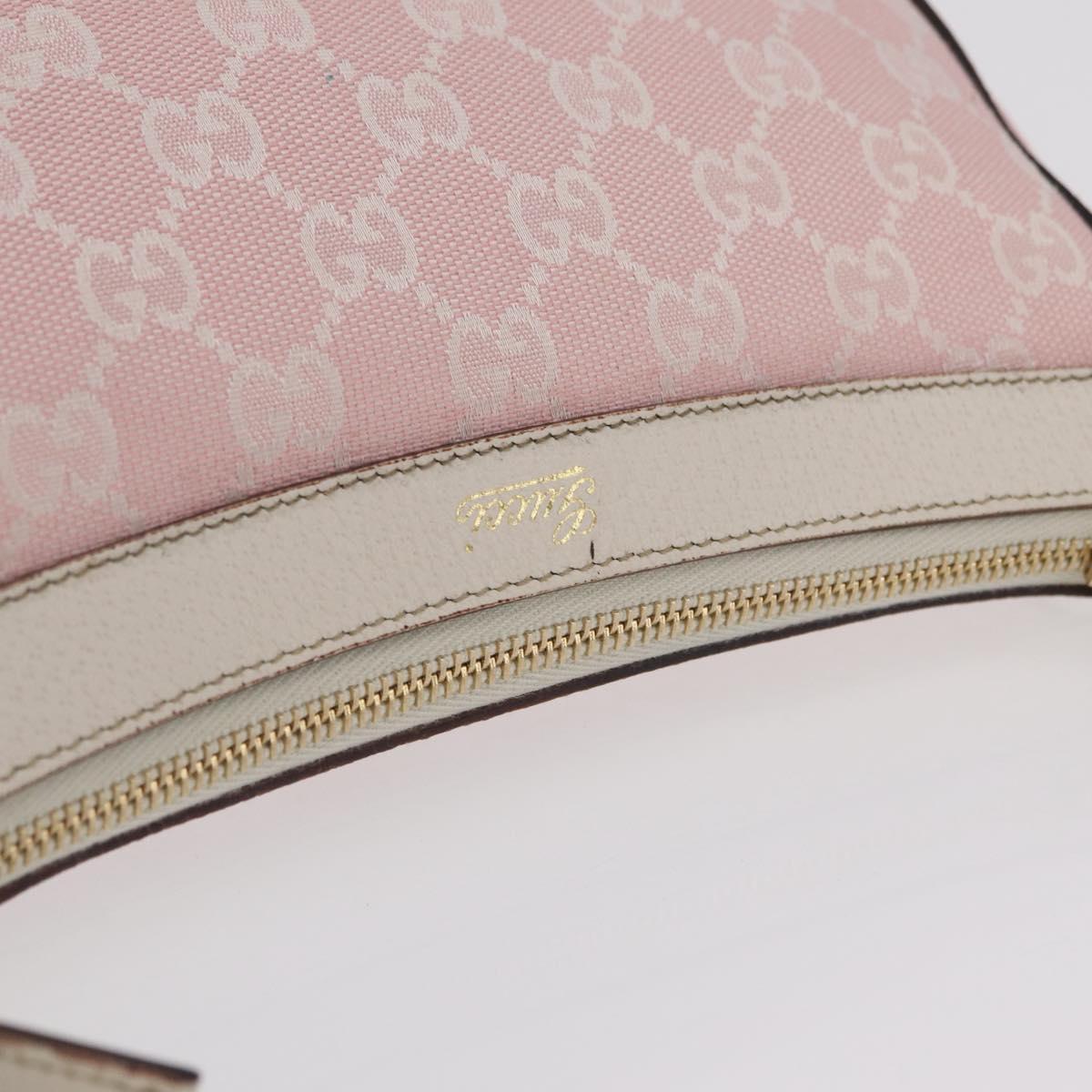 GUCCI GG Canvas Abbey Shoulder Bag Pink Gold Tone 146244 Auth 198274V