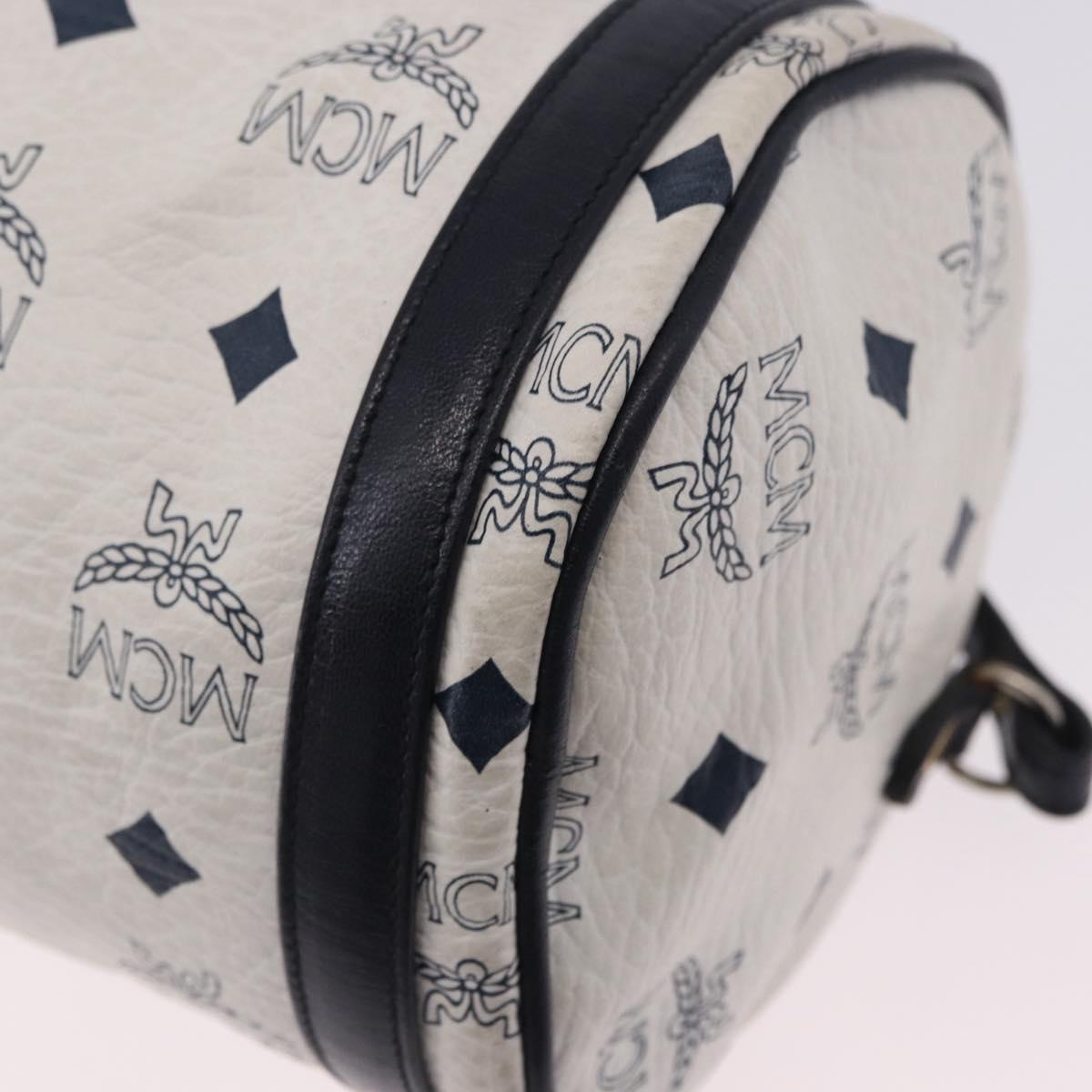 MCM Vicetos Logogram Shoulder Bag PVC White Gold Auth 198277