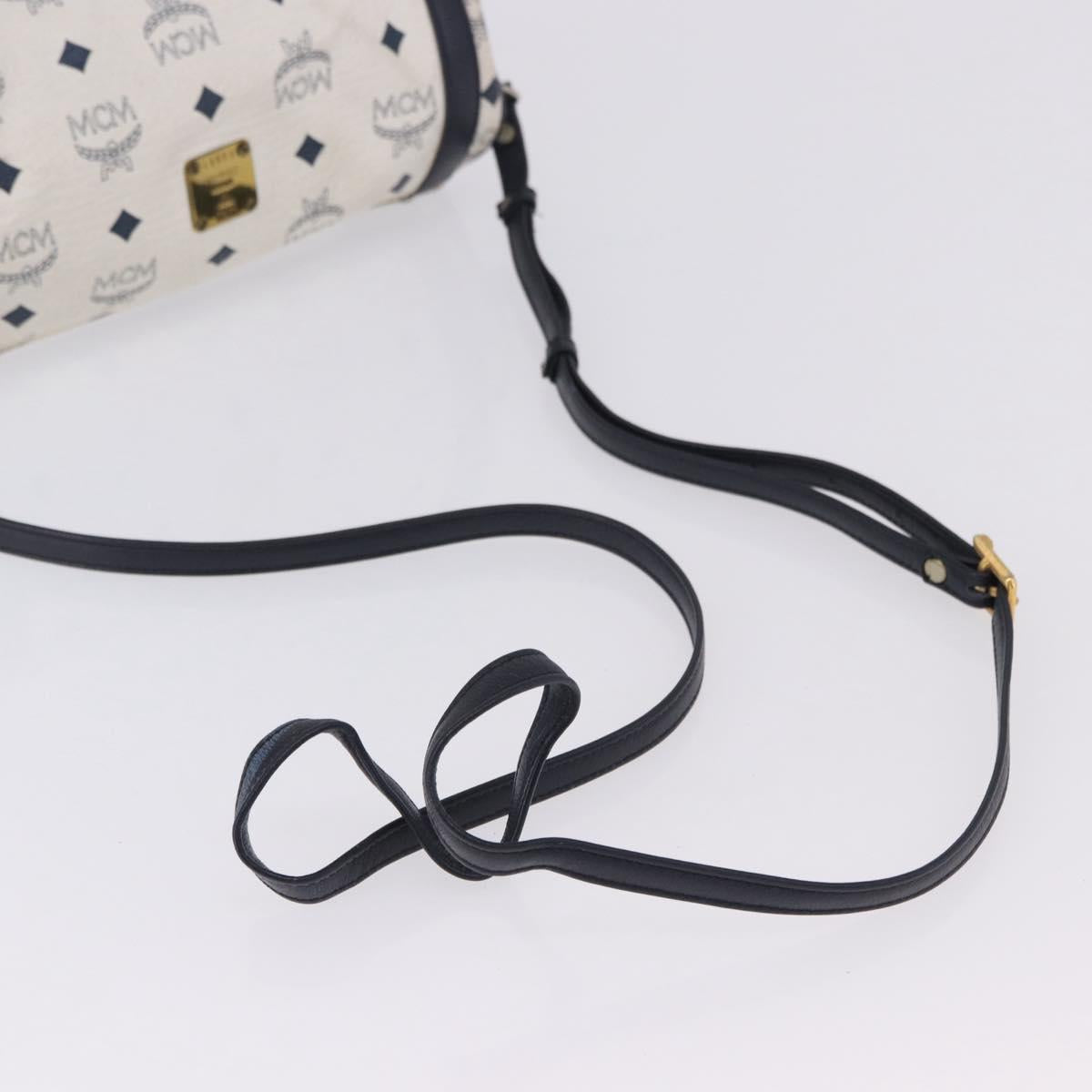 MCM Vicetos Logogram Shoulder Bag PVC White Gold Auth 198277