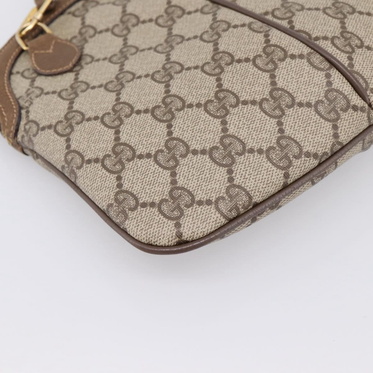 GUCCI GG Supreme Web Sherry Line Bag PVC Beige Gold 68 02 047 Auth 198279