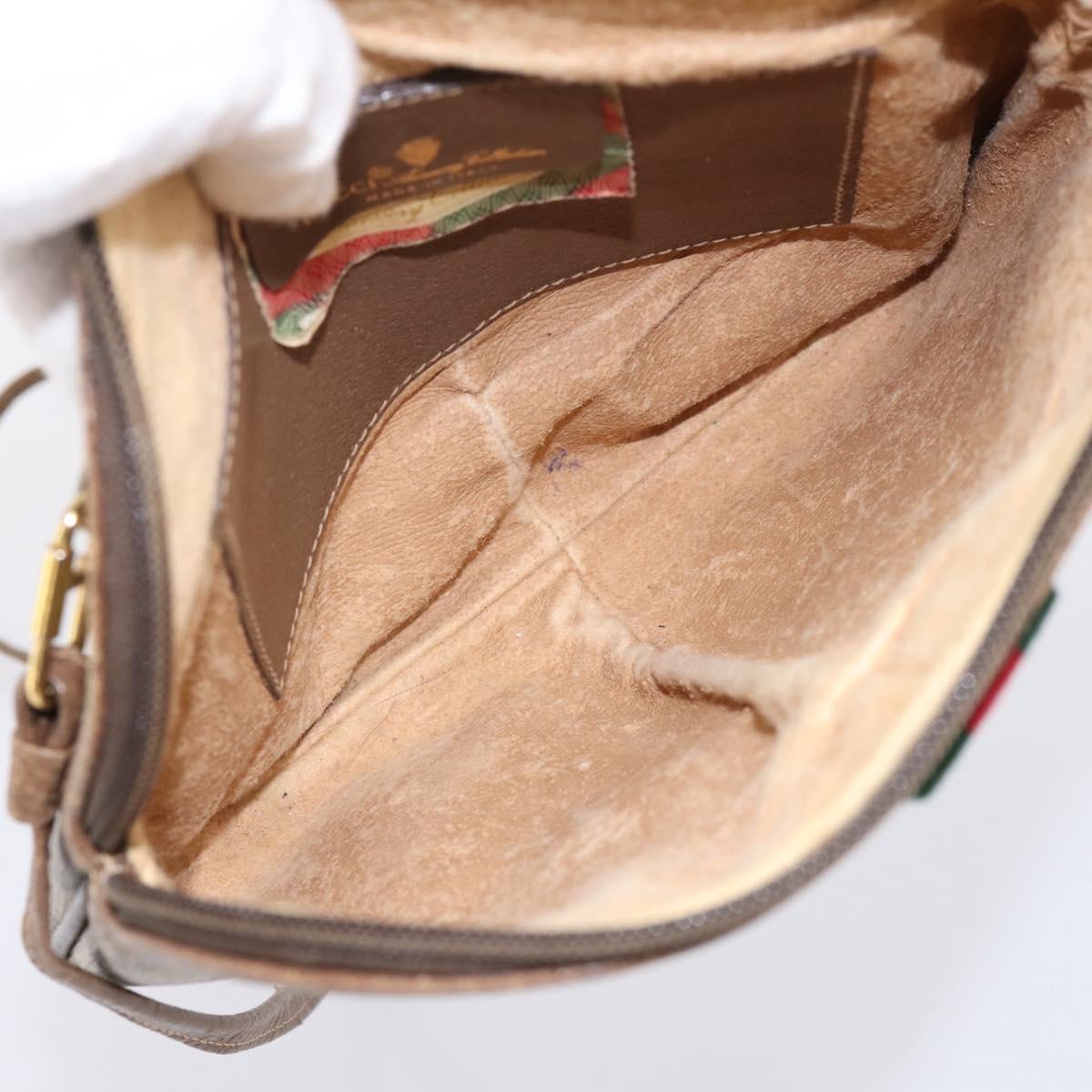 GUCCI GG Supreme Web Sherry Line Bag PVC Beige Gold 68 02 047 Auth 198279