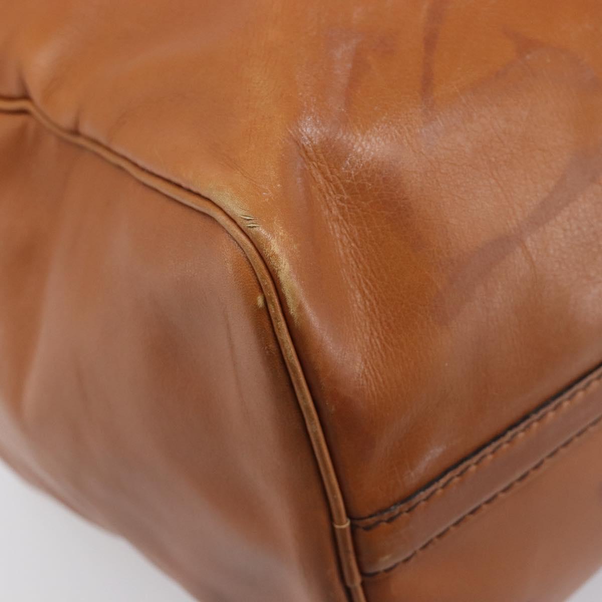 Christian Dior Boston Bag Suede Leather Gold Brown Auth 198280