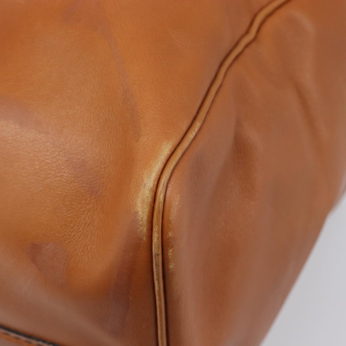 Christian Dior Boston Bag Suede Leather Gold Brown Auth 198280