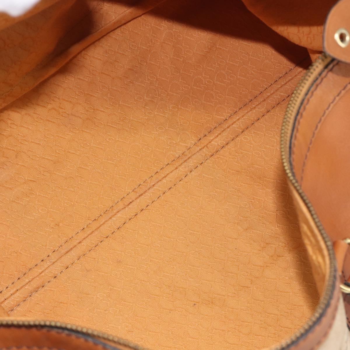 Christian Dior Boston Bag Suede Leather Gold Brown Auth 198280