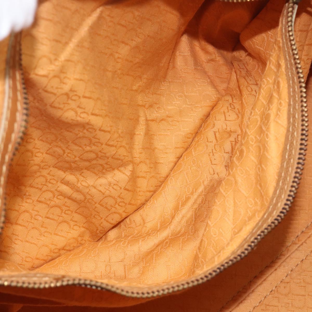 Christian Dior Boston Bag Suede Leather Gold Brown Auth 198280