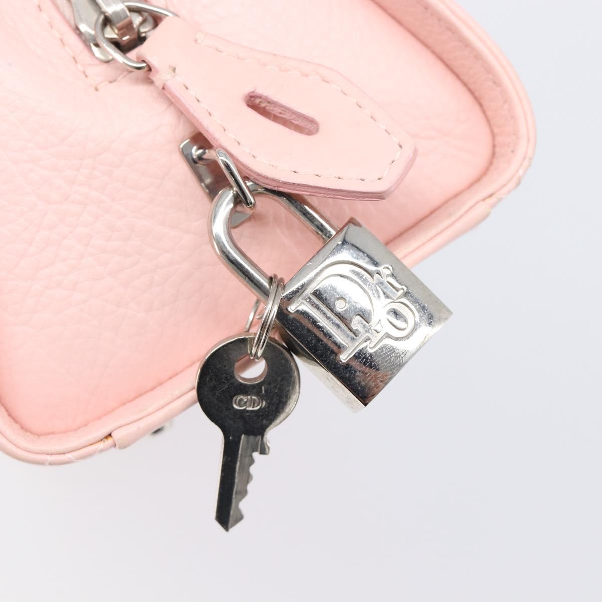 Christian Dior Cannage Lady D Joy Hand Bag Leather Pink Silver Auth 198283SAM