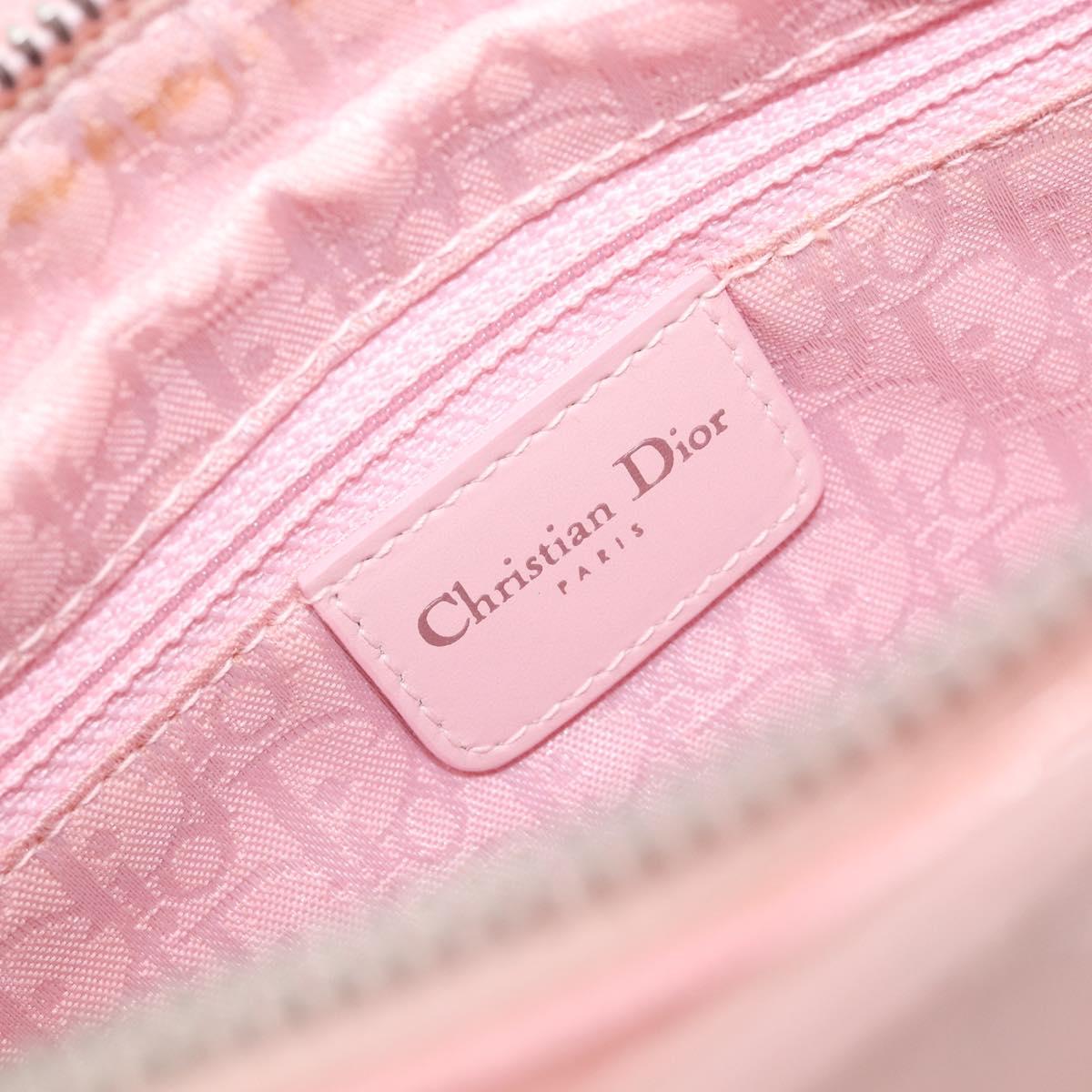 Christian Dior Cannage Lady D Joy Hand Bag Leather Pink Silver Auth 198283SAM