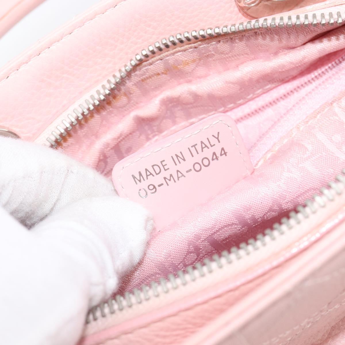 Christian Dior Cannage Lady D Joy Hand Bag Leather Pink Silver Auth 198283SAM