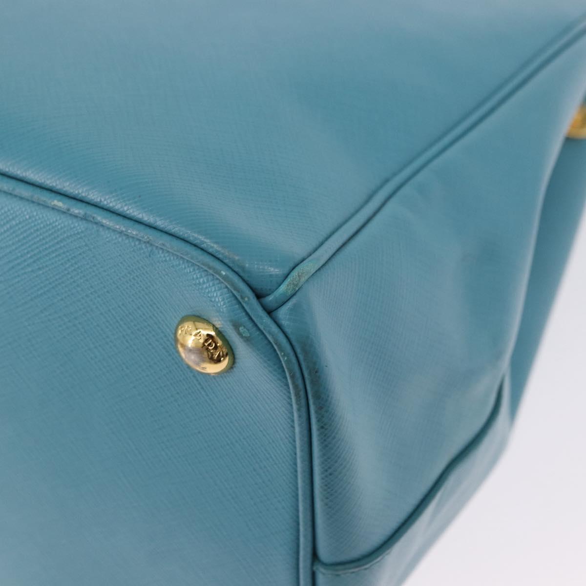 PRADA Galleria Hand Bag Saffiano leather Turquoise Blue Gold Auth 198284V