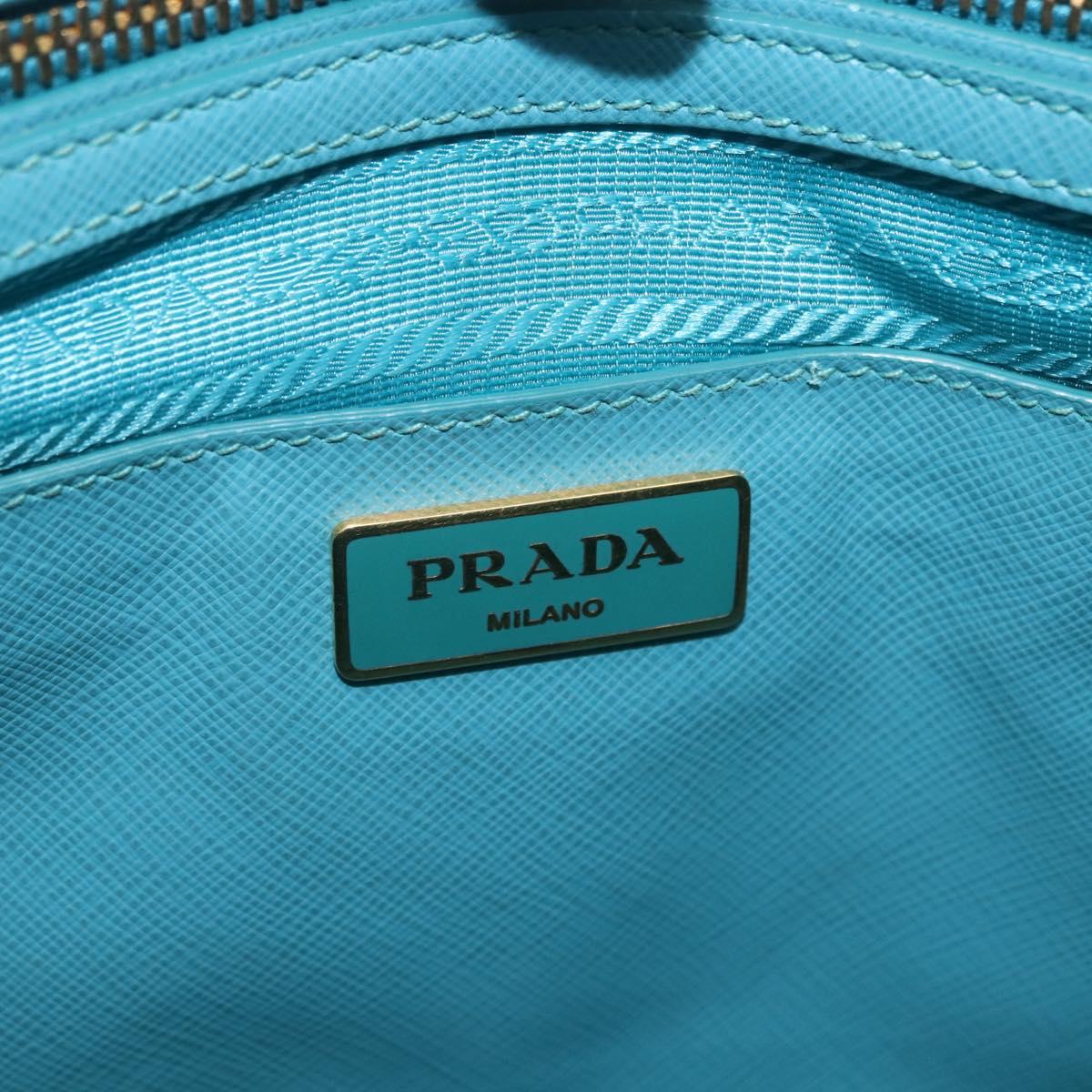 PRADA Galleria Hand Bag Saffiano leather Turquoise Blue Gold Auth 198284V