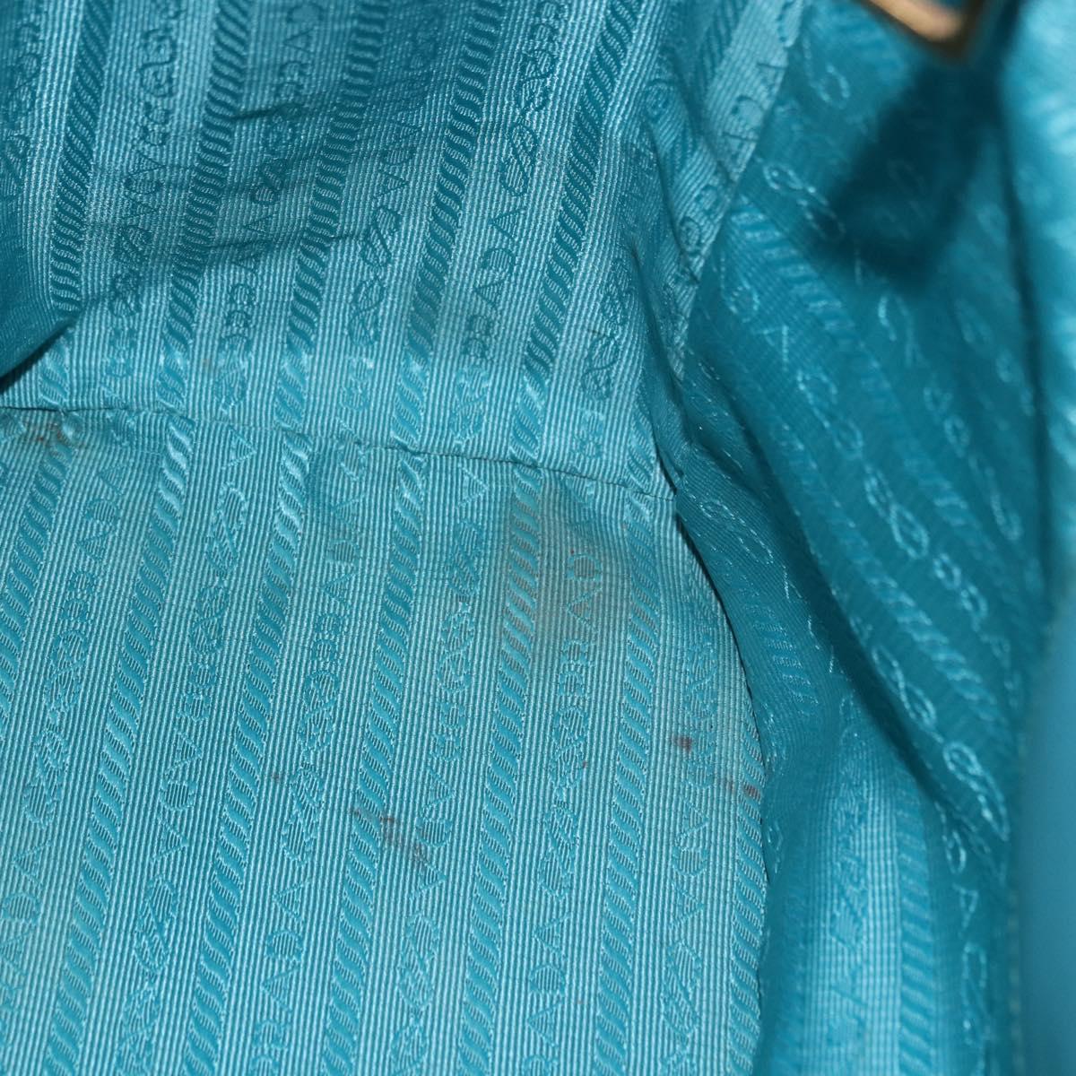 PRADA Galleria Hand Bag Saffiano leather Turquoise Blue Gold Auth 198284V