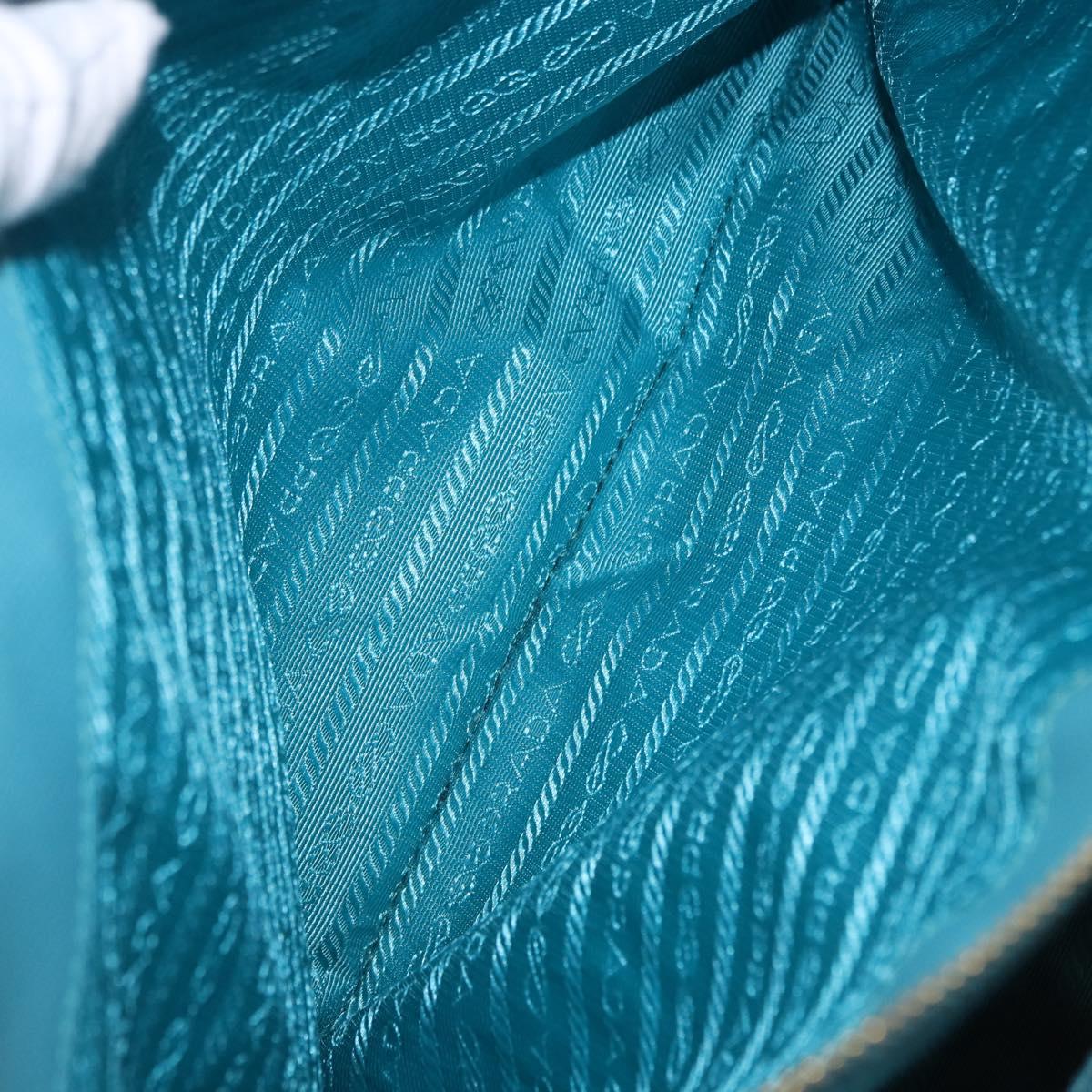 PRADA Galleria Hand Bag Saffiano leather Turquoise Blue Gold Auth 198284V
