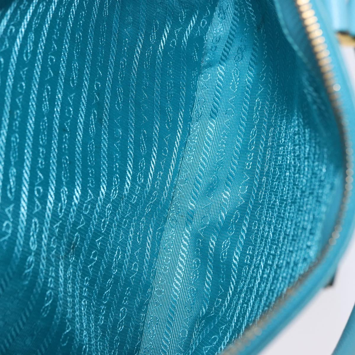 PRADA Galleria Hand Bag Saffiano leather Turquoise Blue Gold Auth 198284V