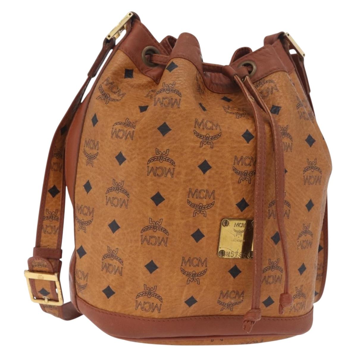 MCM Logogram Vicetos Shoulder Bag PVC Leather Brown Gold Auth 198285