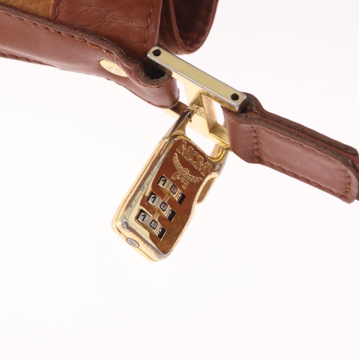 MCM Logogram Vicetos Shoulder Bag PVC Leather Brown Gold Auth 198285