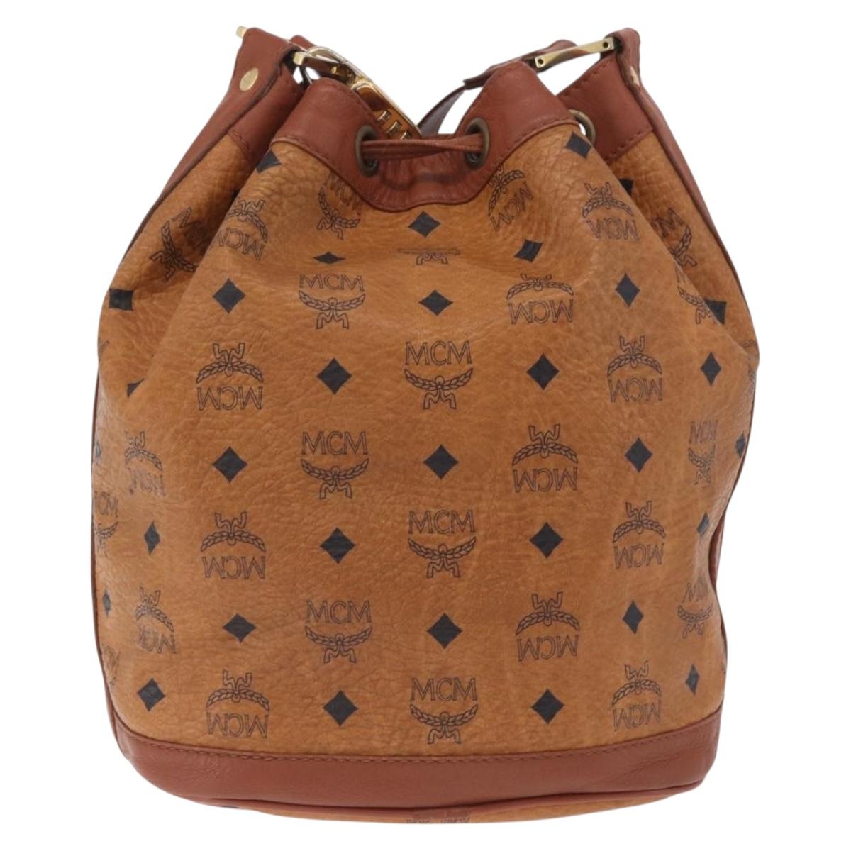 MCM Logogram Vicetos Shoulder Bag PVC Leather Brown Gold Auth 198285