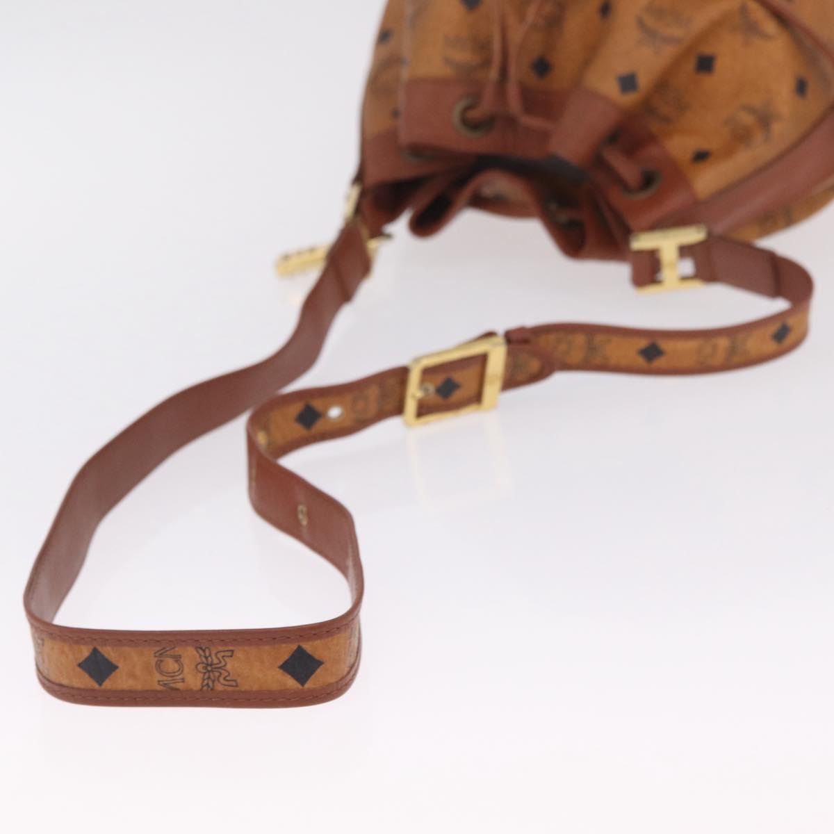 MCM Logogram Vicetos Shoulder Bag PVC Leather Brown Gold Auth 198285