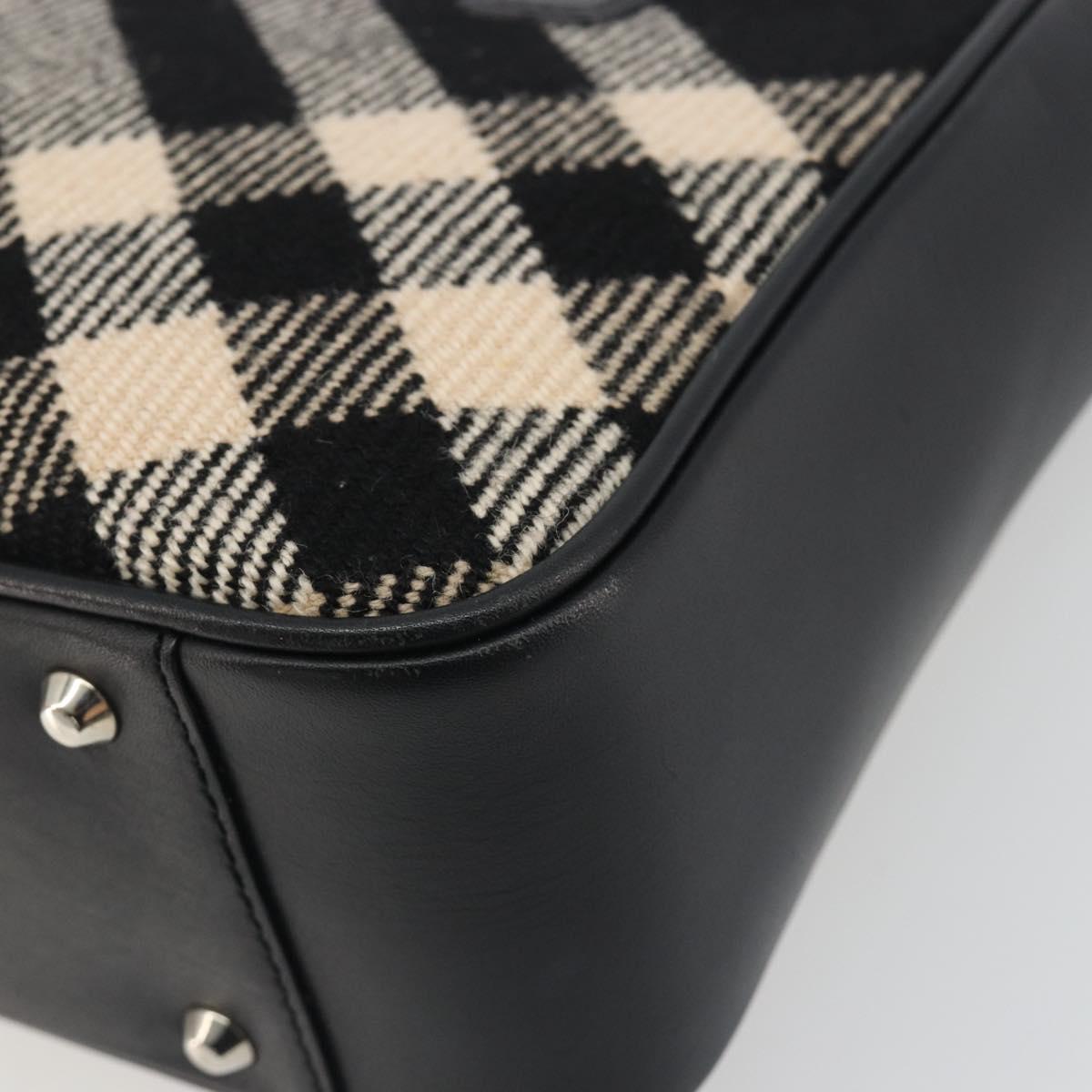 BURBERRY Nova Check Hand Bag Wool Black Silver Auth 198286A