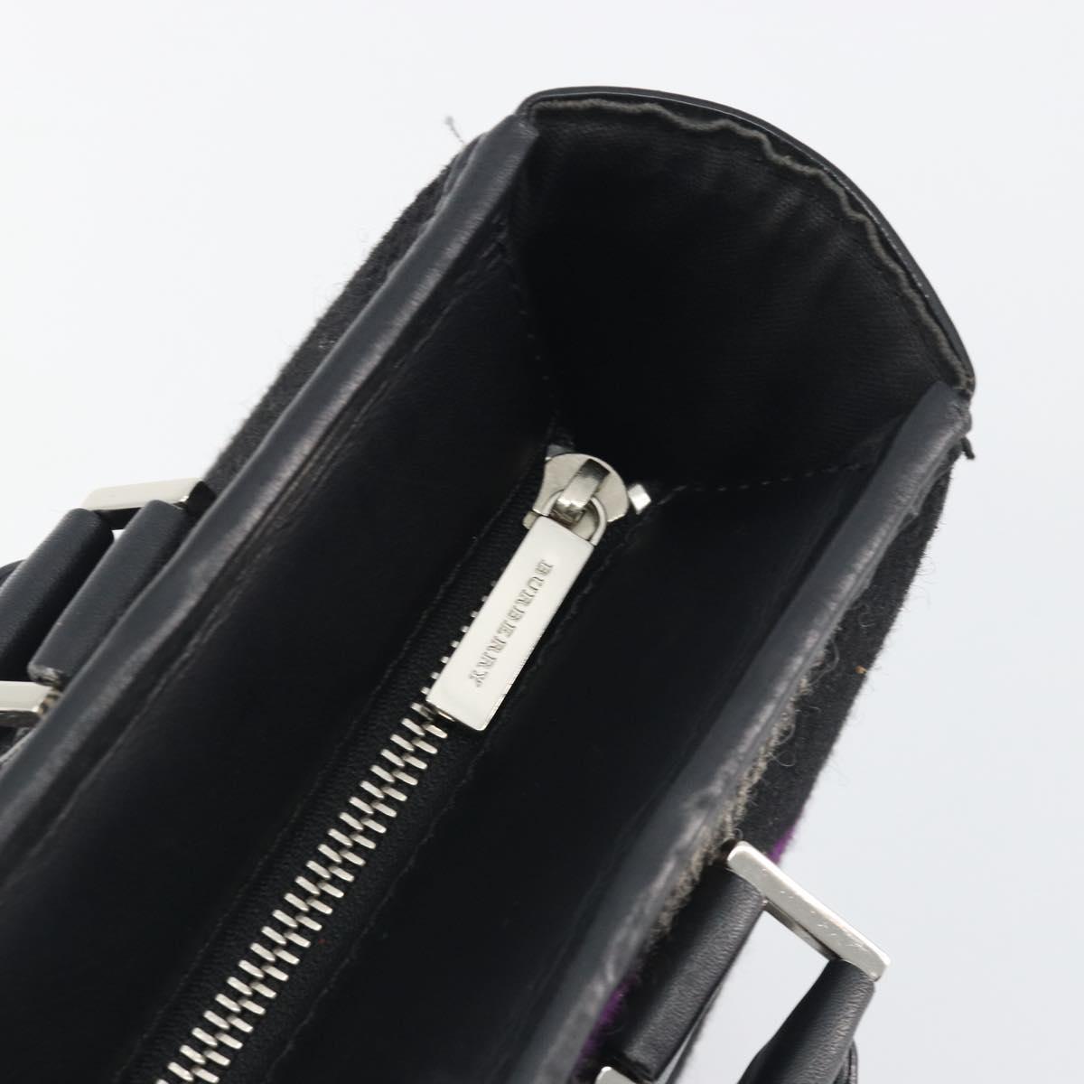 BURBERRY Nova Check Hand Bag Wool Black Silver Auth 198286A