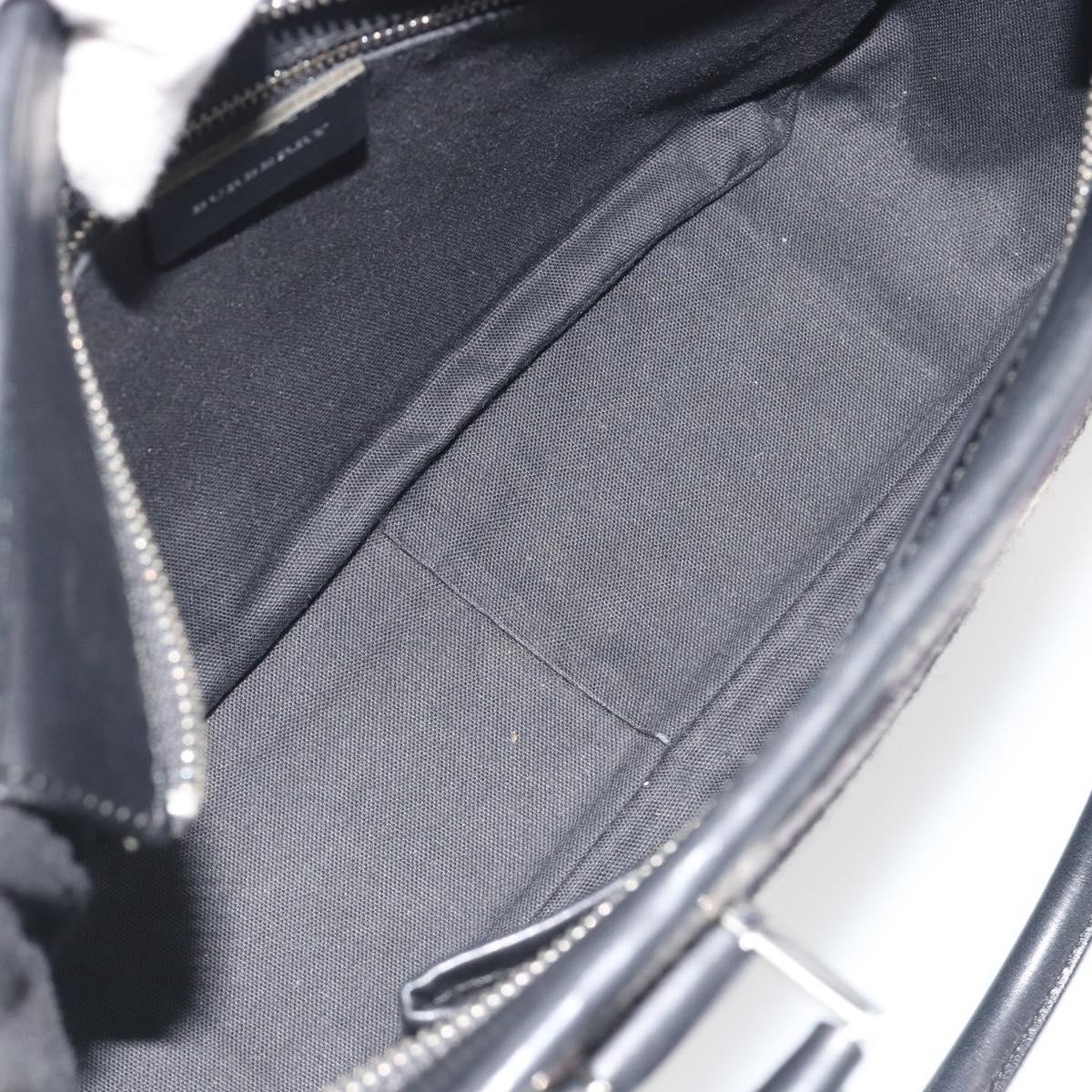 BURBERRY Nova Check Hand Bag Wool Black Silver Auth 198286A