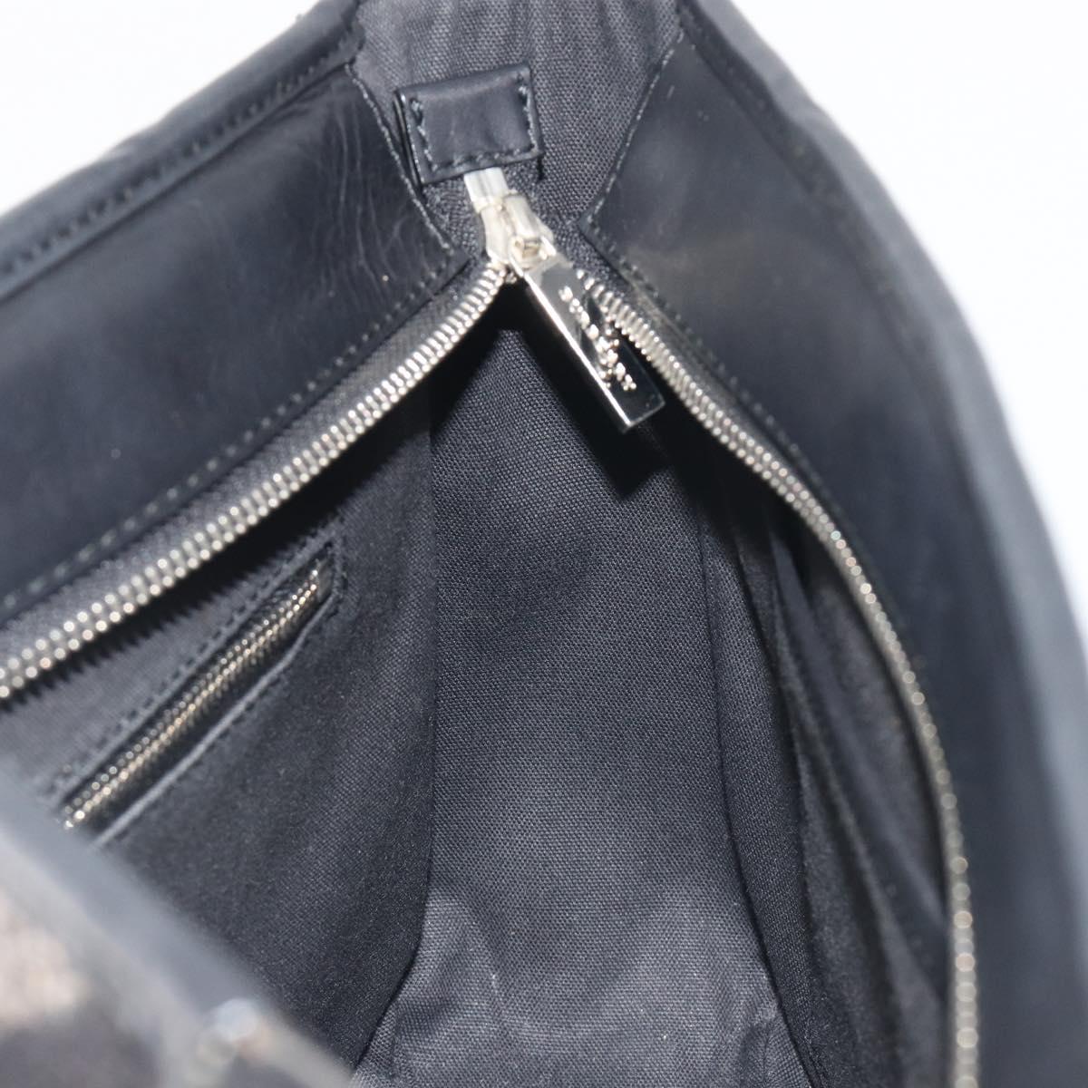 BURBERRY Nova Check Hand Bag Wool Black Silver Auth 198286A