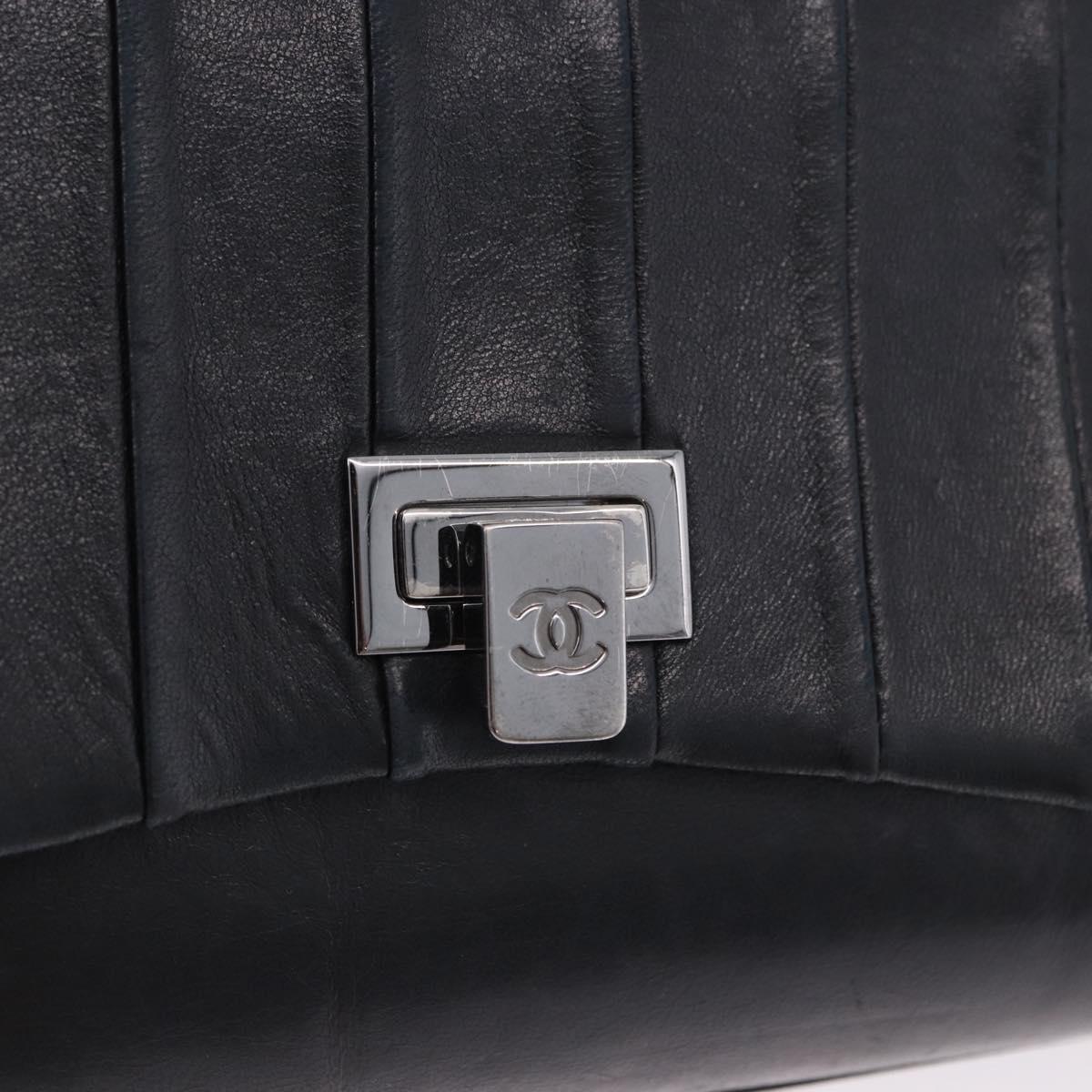 CHANEL Chain Matelasse Shoulder Bag Lamb Skin Black Silver CC Auth 198287V