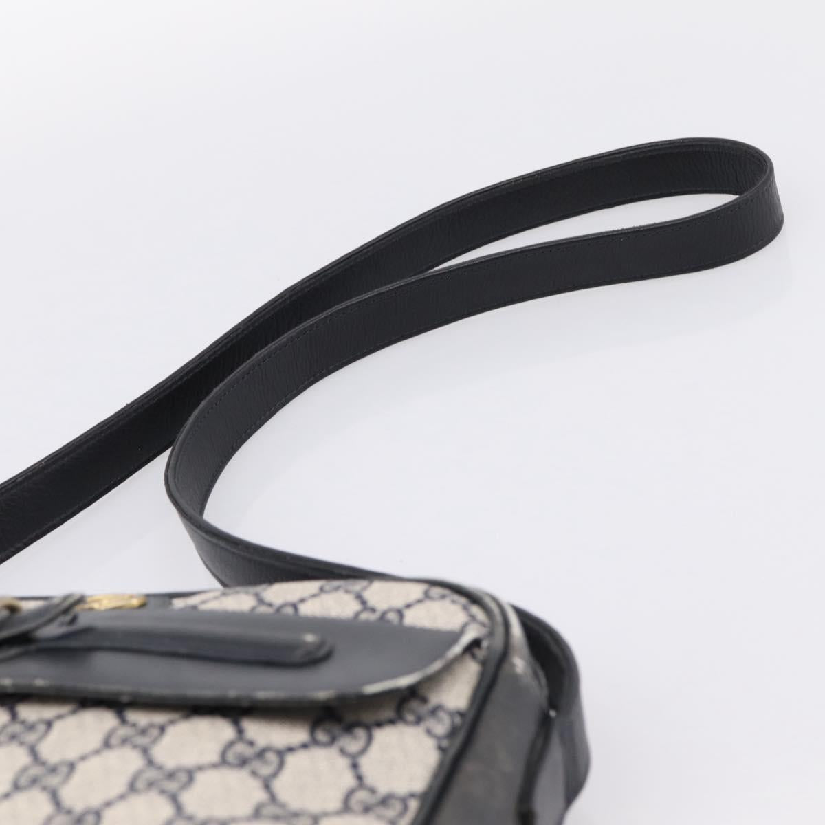 GUCCI GG Supreme Shoulder Bag PVC Navy Gold Auth 198291