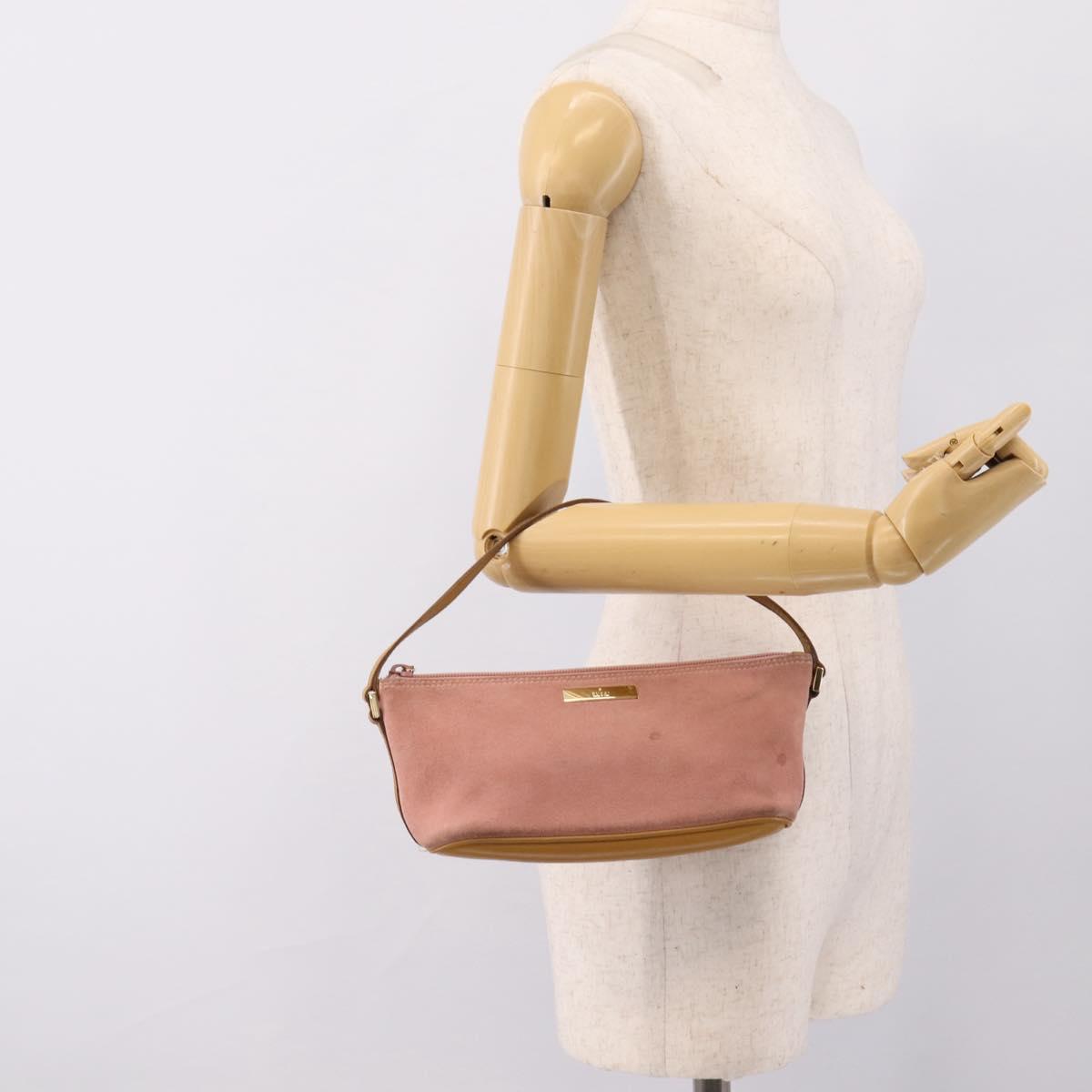 GUCCI Accessory Pouch Suede Pink Gold 039 1103 Auth 198297
