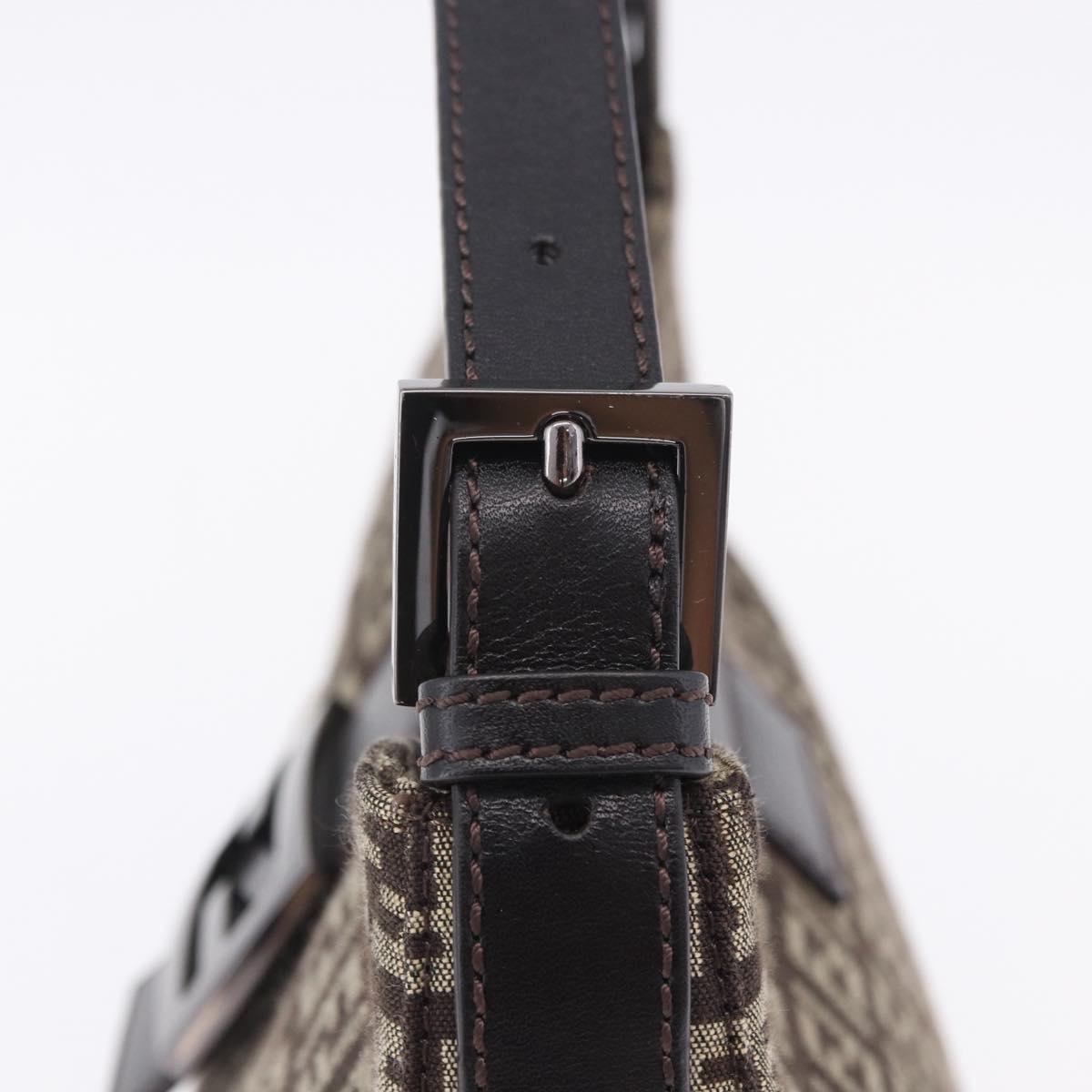 FENDI Zucchino Canvas Mamma Baguette Shoulder Bag Brown 8BR036 Auth 198299V