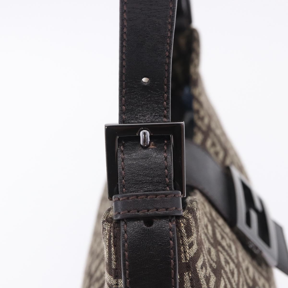 FENDI Zucchino Canvas Mamma Baguette Shoulder Bag Brown 8BR036 Auth 198299V