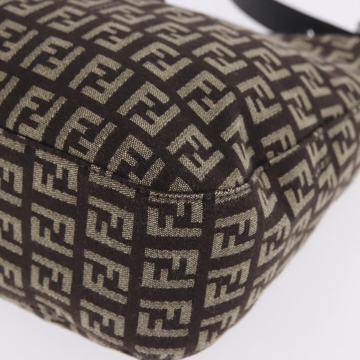 FENDI Zucchino Canvas Mamma Baguette Shoulder Bag Brown 8BR036 Auth 198299V