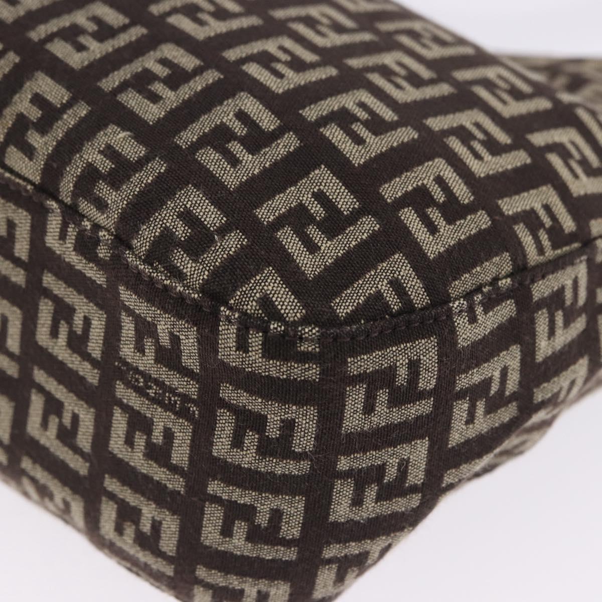 FENDI Zucchino Canvas Mamma Baguette Shoulder Bag Brown 8BR036 Auth 198299V
