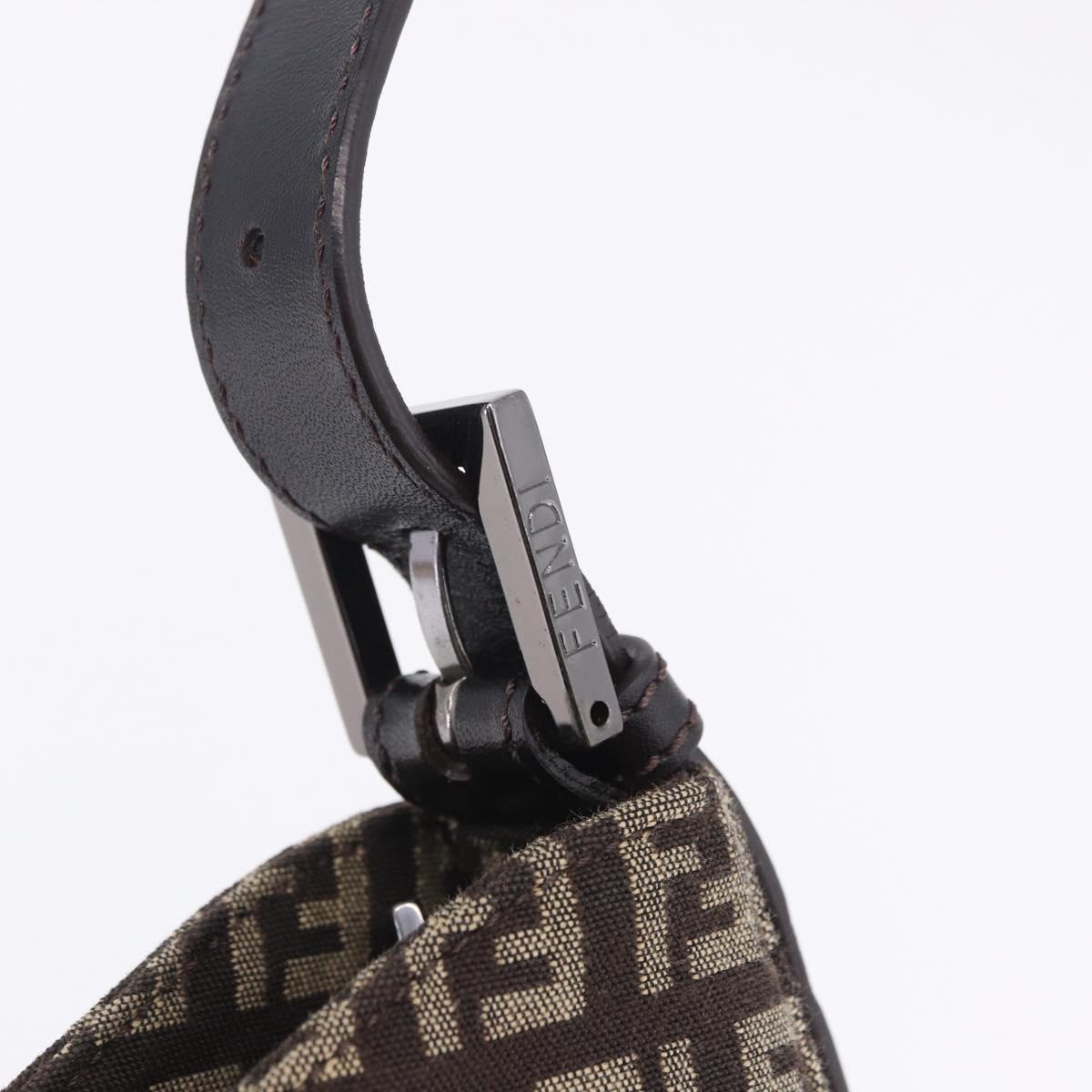 FENDI Zucchino Canvas Mamma Baguette Shoulder Bag Brown 8BR036 Auth 198299V