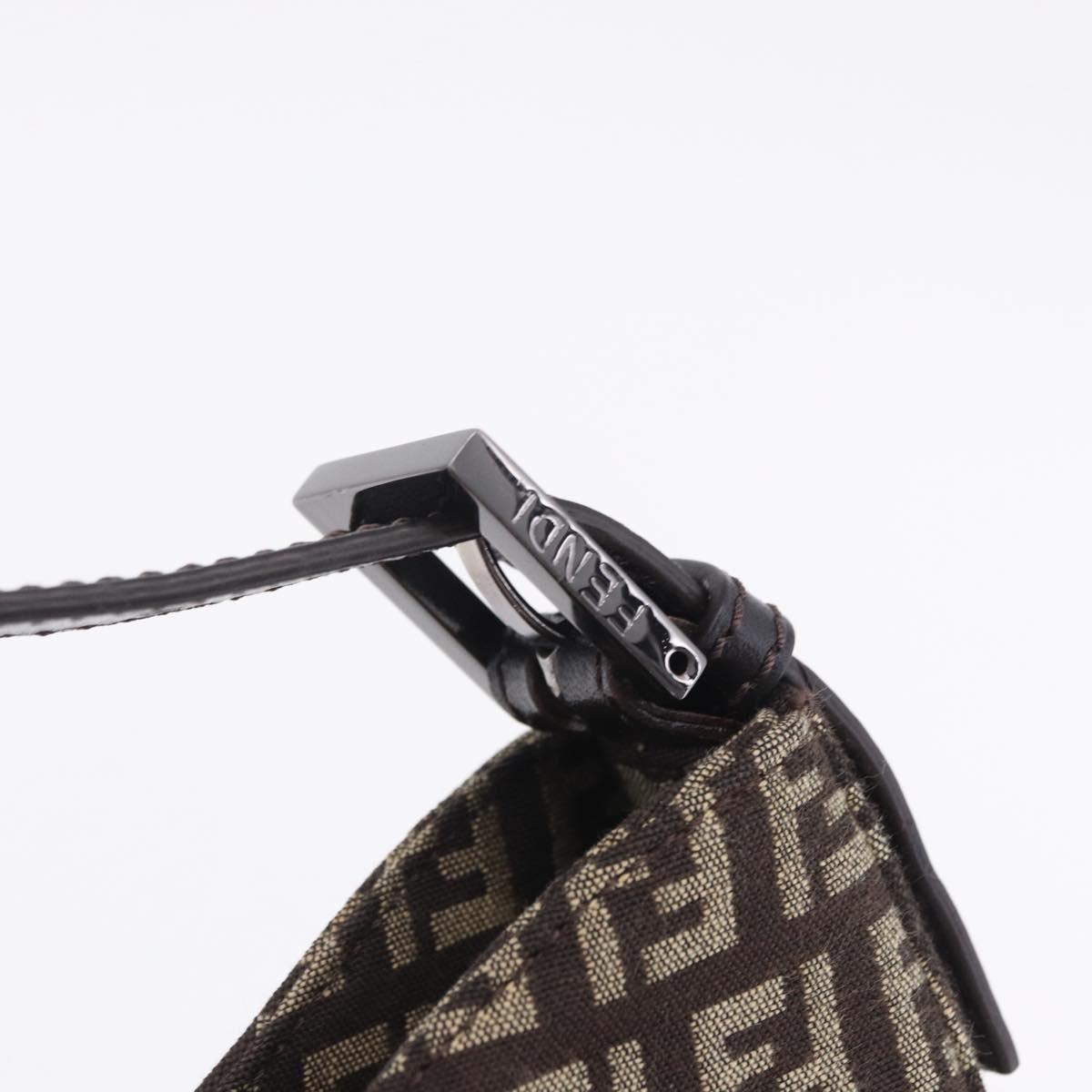 FENDI Zucchino Canvas Mamma Baguette Shoulder Bag Brown 8BR036 Auth 198299V